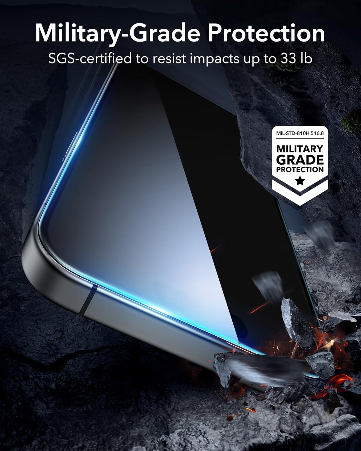 ESR 3 Pack for iPhone 15 Pro Max Screen Protector, [9H Hardness] [Military Grade Shatterproof] Full Coverage Tempered Glass Film with Flawless Fit Tray, HD Clear, Scratch Resistant