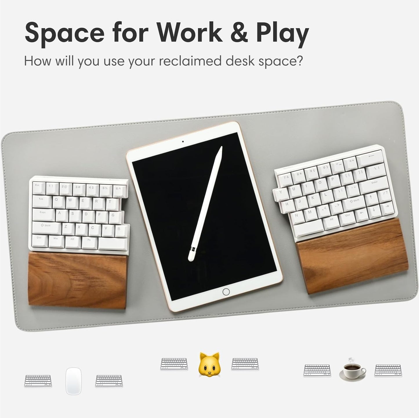 Wireless Ergonomic Split Mechanical Keyboard with Wrist Rest- Linear, RGB, Foam, Hot-Swappable, Compact 60% Layout, Palm Rest, Programmable for Mac & Windows, PBT Keycaps