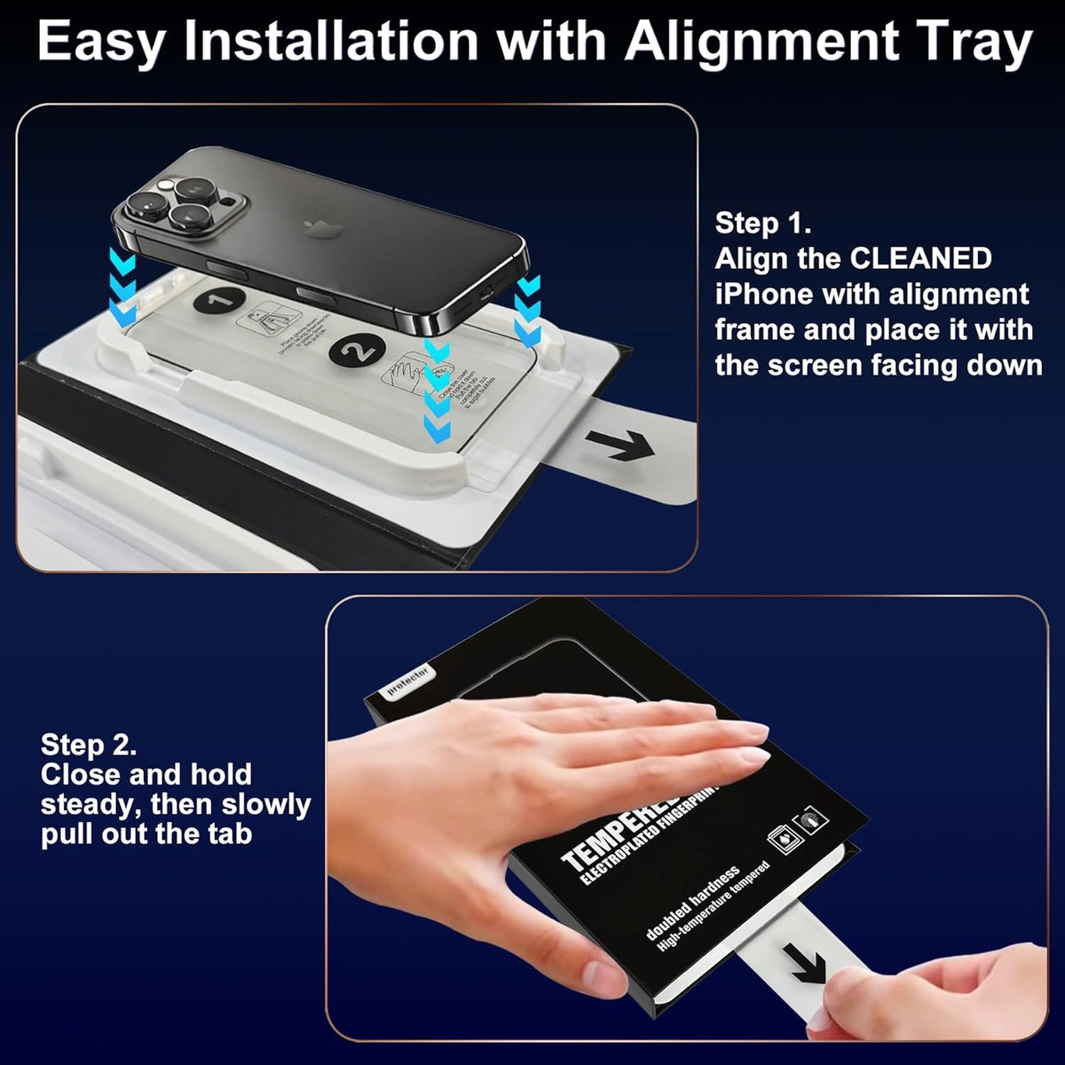Screen Protector for iPhone 16 Pro Max Blue Light Block,Military-Grade Shatterproof HD Tempered Glass with Easy Installation Tray,Touch Sensitive, 9H Hardness, Anti-Scratch,2 Pack
