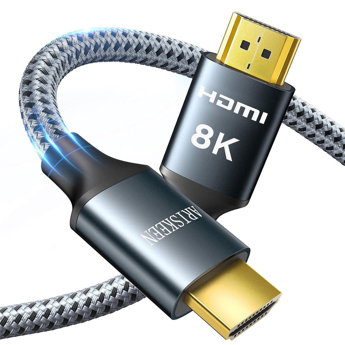 ARISKEEN 8K HDMI Cable 25FT, 48Gbps High Speed HDMI 2.1 Cable, 8K 60Hz, 4K 120Hz 144Hz Support for HDR 10, HDCP 2.2 2.3, eARC, DTS:X, Braided HDMI Cord Compatible with Laptop/HDTV/Monitor - 25 Feet