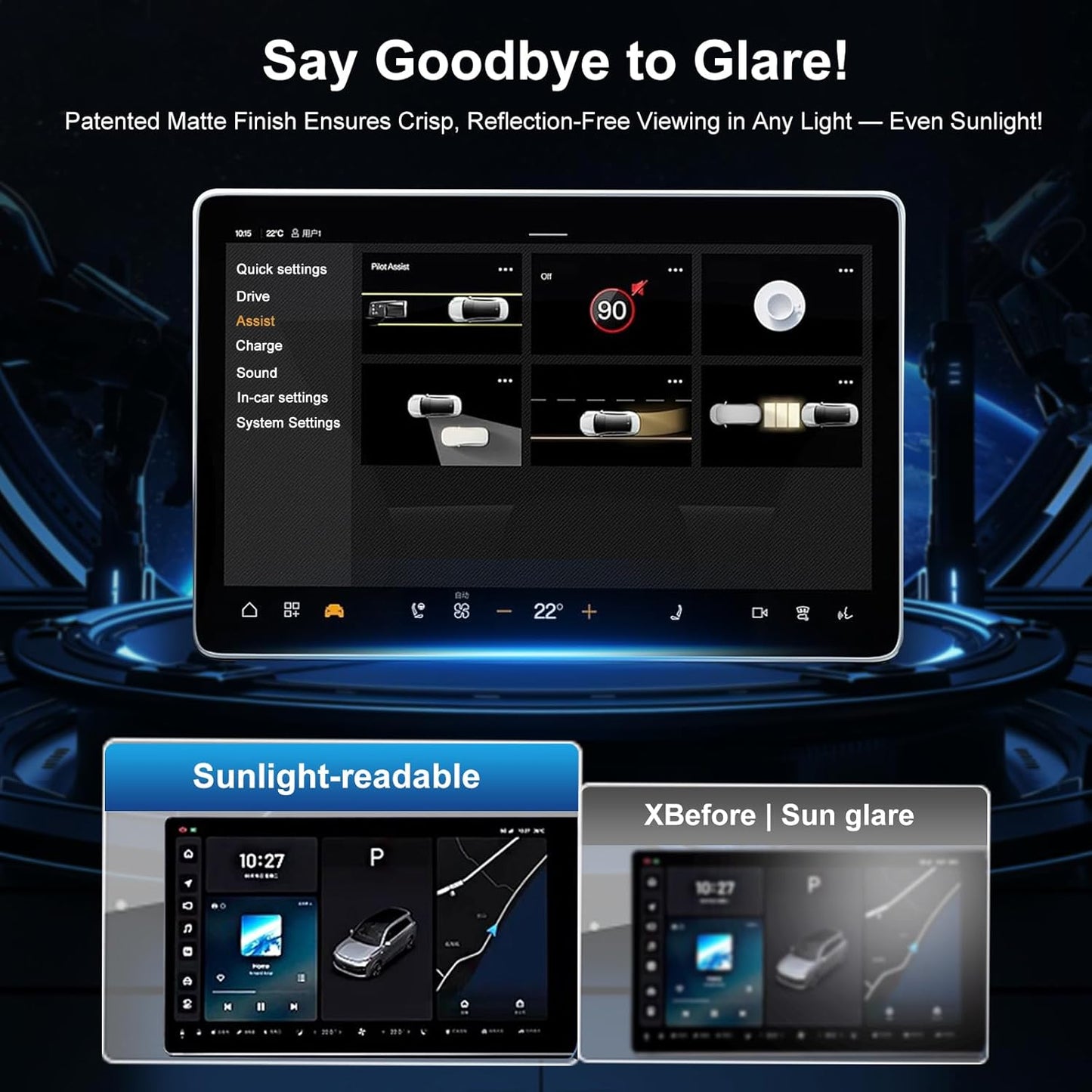 Screen Protector Kit Replace for Tesla Model 3 (2017-2023) / Model Y (2020-2024), 15.6" Center Control Touch Screen Protector Tempered Glass, Tesla Accessories with Matte 9H Anti-Glare Anti-Fingerprint