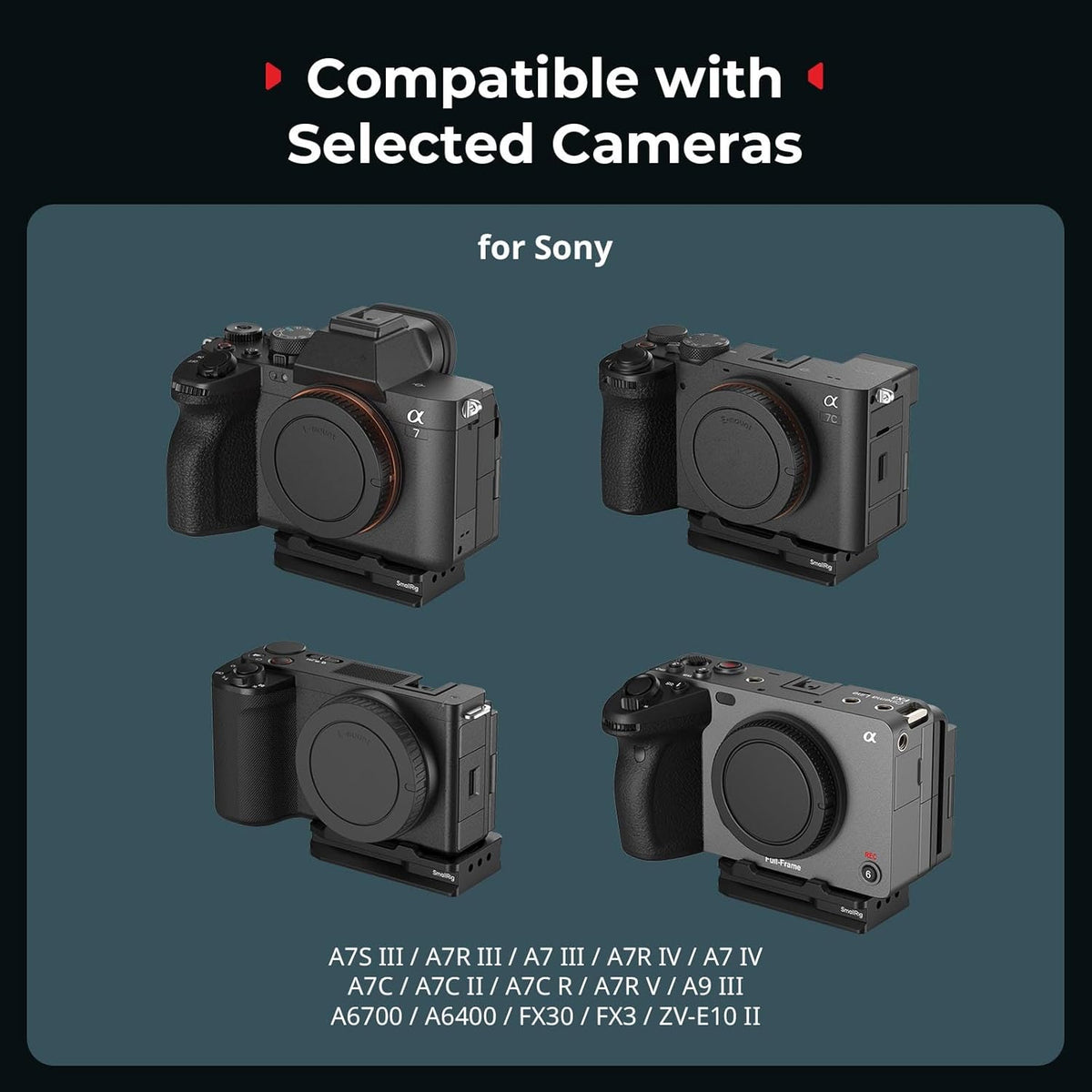 SmallRig Mount Plate for AirTag, Quick Release Camera Mount Baseplate for Arca-Type, Built-in EVA Pad, 1/4"-20 Screws, for Sony A7 III/ A7 IV/ A7C II/ A7C R/A6700 /A6400 /FX30 /FX3 /ZV-E10 II- MD5423