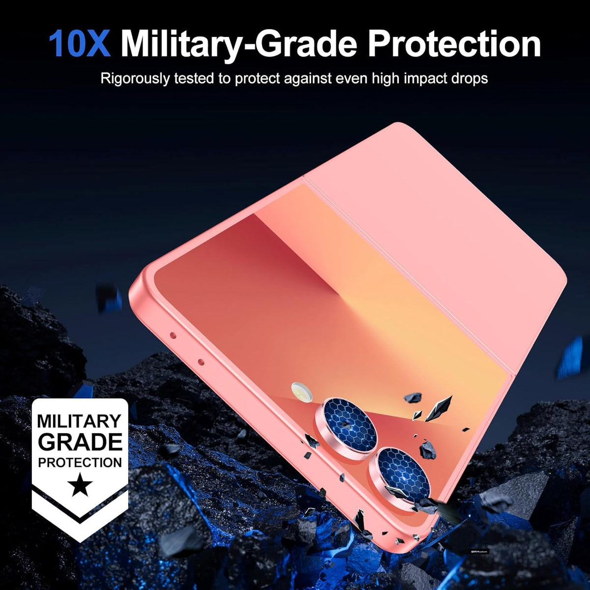 for Samsung Galaxy Z Flip 7 Camera Lens Protector, Individual Metal Ring Tempered Glass Lens Cover, [Strong Adsorption] Scratch Resistant Ultra-Thin HD Clear Lens Cover, 1 Set-Pink Ring