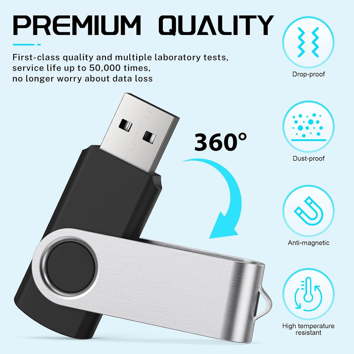 FEBNISCTE 64GB Flash Drive 10 Pack, Thumb Drive High Capacity Multicolour, Bulk USB Flash Drives 64 GB Metal Swivel, USB 2.0 Jump Drive Portable, Pen Drive Zip High Speed for Data Storage