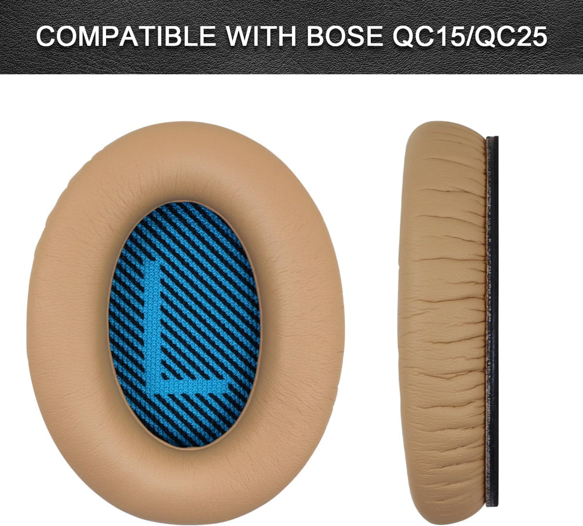 Replacement Ear Pads for Bose QuietComfort 35 35 II 15 25(qc 35 25 15/QC35 ii), Headphone Ear Covers, High Density Memory Cotton, Soft Leather, Adaptive Noise Isolation Headphones Pads Cushions