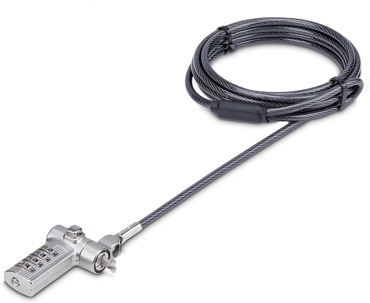 StarTech.com Universal Laptop Lock 6.6ft (2m), Security Cable for Notebooks Compatible with Noble Wedge/Nano/K-Slot, Keyless Combination Locking Cable, Cut-Resistant Cable, TAA (UNIVC4D-LAPTOP-LOCK)