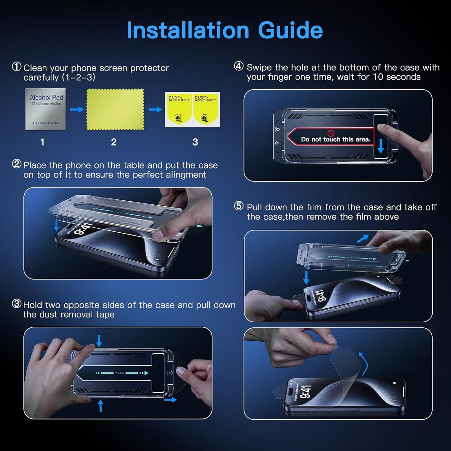 Uyiton Anti-Blue Light for iPhone 15 Pro Max Screen Protector - Unbreak-Glass Full Coverage Case Friendly Scratch Resistance 9H Tempered Glass Screen Protector for iPhone 15 Pro Max, 2 Pack