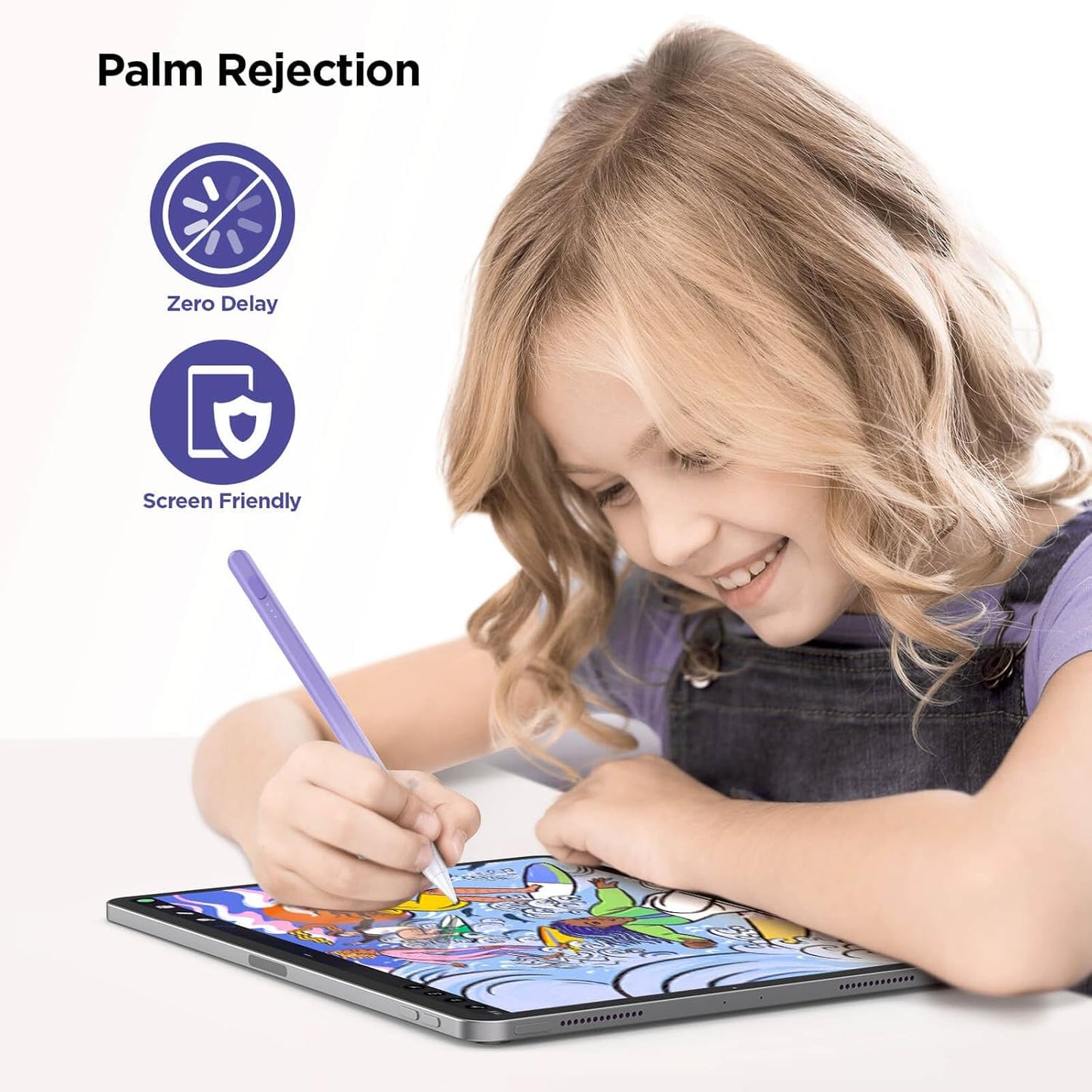 Stylus Pen for iPad 2018-2025, 15Mins Fast Charge for Apple Pencil, Palm Rejection, Compatible with iPad 10/9/8/7/6, iPad Pro 12.9"/11"/13" M4, iPad mini 6/5, iPad Air 5/4/3/11"-13" M2