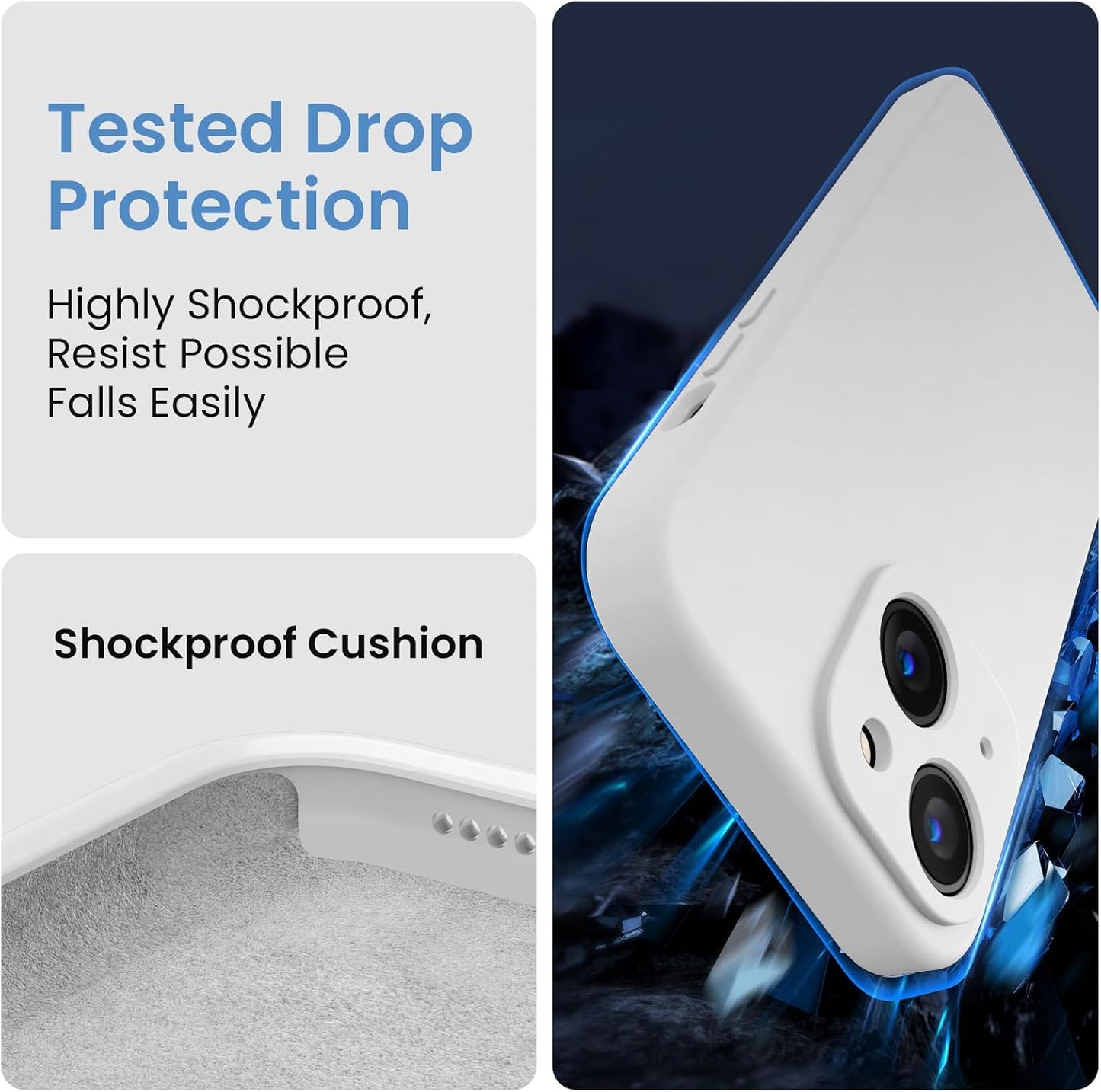 FireNova Designed for iPhone 15 Plus Case, Silicone [Camera Protection] Case with [2 Screen Protectors], Soft Anti-Scratch Microfiber Lining Inside, 6.7 inch, White