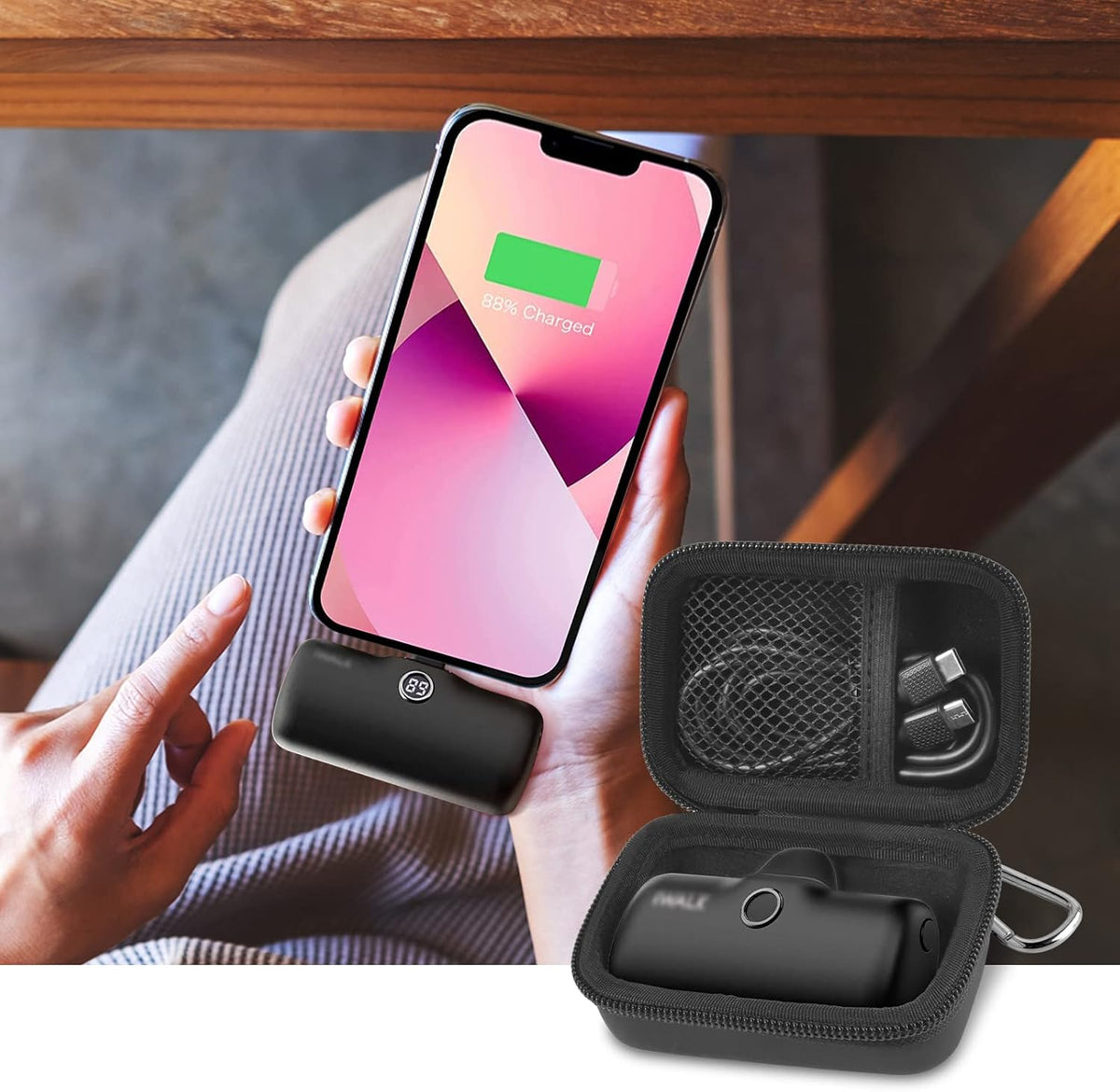 Portable Charger Power Bank Case for Swyop/for Feob/for Charmast/for JEJILL/for LanLuk/for VEGER/for iWALK/for Taegila/for Kuulaa and More Small Charging Battery Pack - Bag Only (Black)