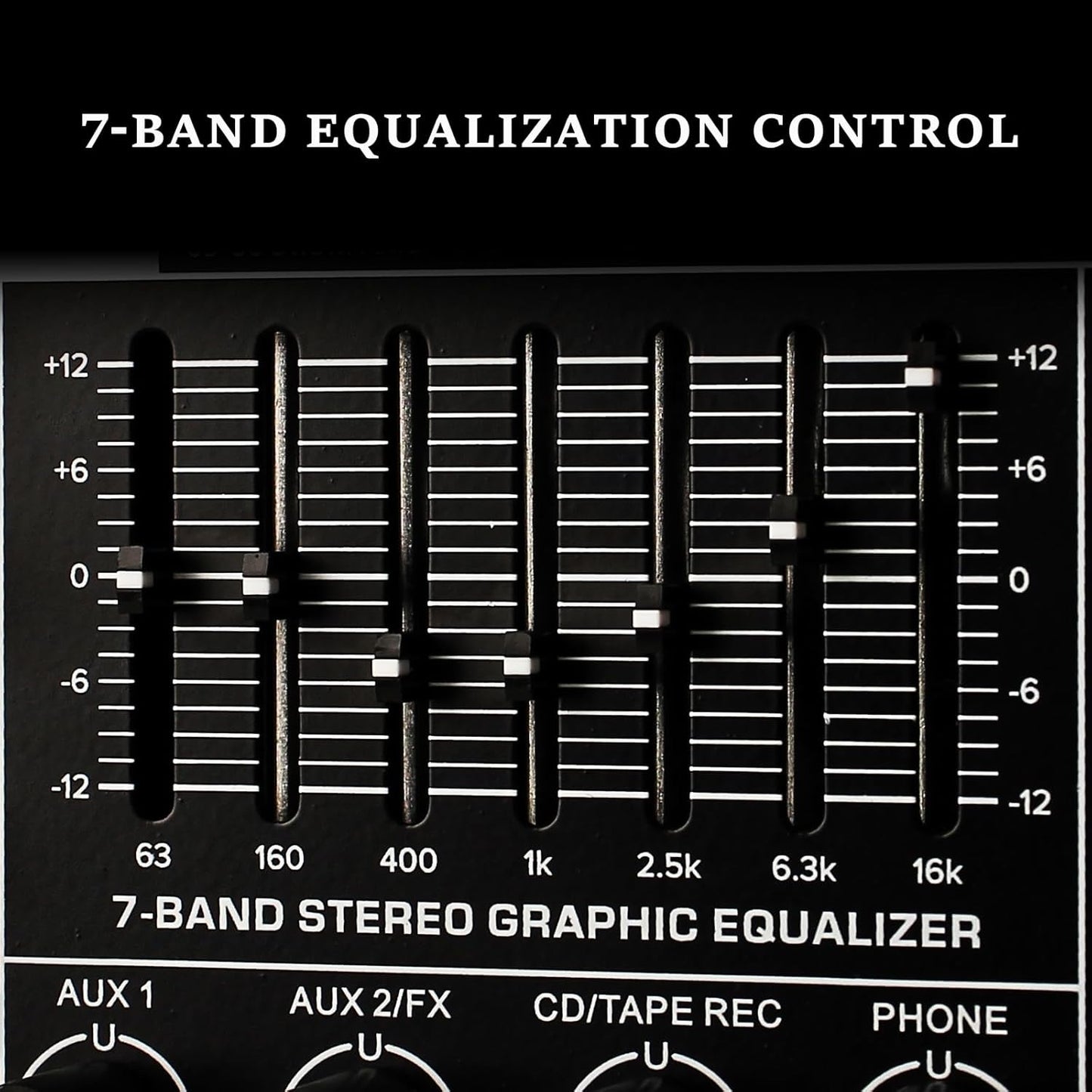 Audio Mixer 6 Channel Professional Mixer Console with 320 DSP Effects, 7-band EQ Sound Mixing Board Digital DJ Mixer w/USB Bluetooth MP3 for Recording, Independent 48V Power & Mute Button