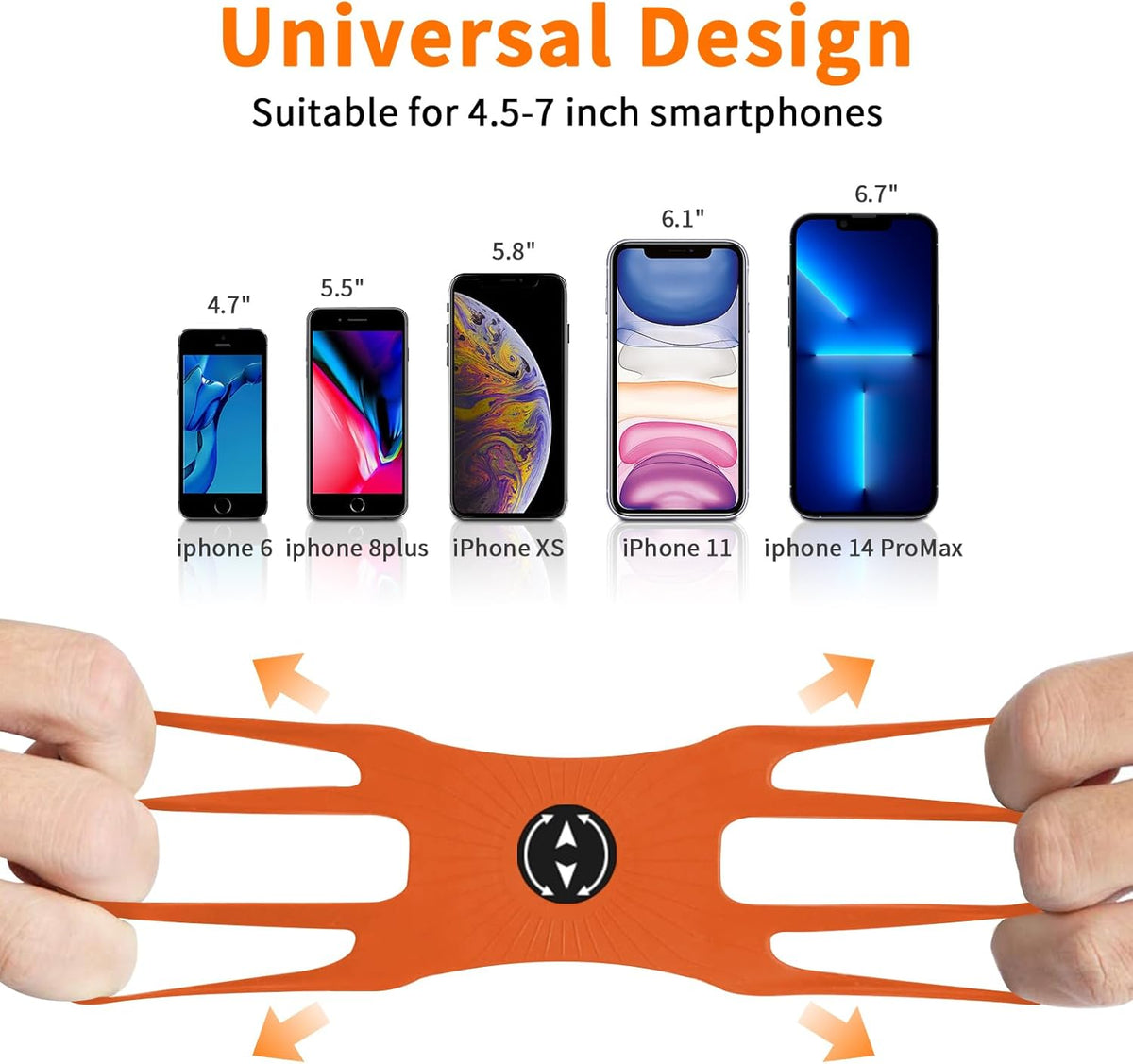 3in1 Phone Holder for Running,Arm Band/Wrist Holder/Bike Mount,Phone Armbands 360° Rotation & Detachable Fit All 4.5-7" Cellphone for iPhone 16/15/Pro/ProMax/14/13/12/mini/Pro Max/XS/XR