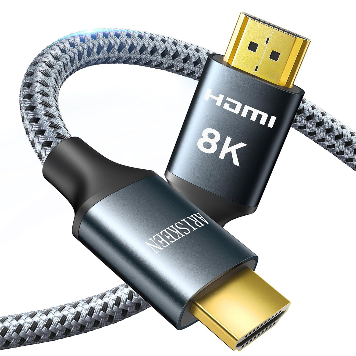 ARISKEEN 8K HDMI Cable 10 FT, 48Gbps High Speed HDMI 2.1 Cable, 8K 60Hz, 4K 120Hz 144Hz Braided HDMI Cord - 10 Feet
