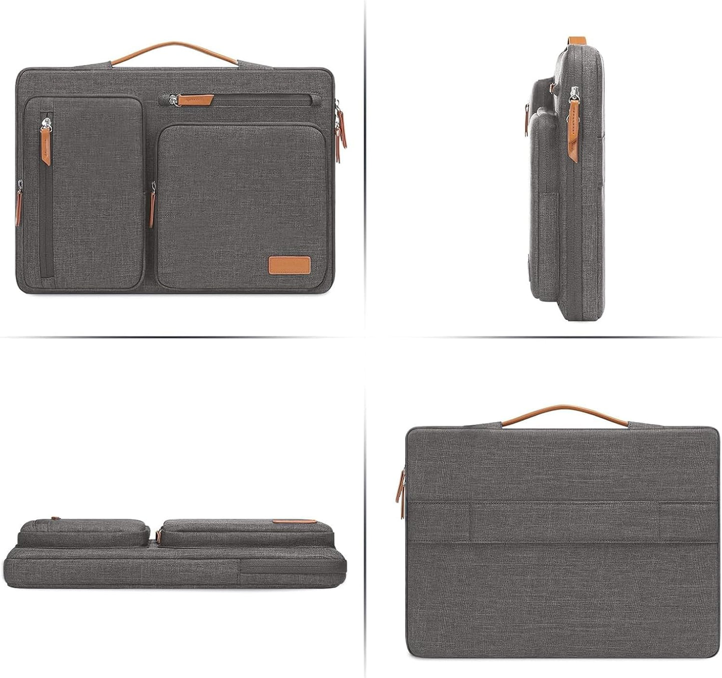 MOSISO 360 Protective Laptop Case 16 inch, 15-15.6 inch Laptop Sleeve Compatible with MacBook Pro 16, HP, Acer, Dell, Lenovo, ASUS, Side Open Carrying Case with 4 Zipper Pockets&Handle, Taupe Gray