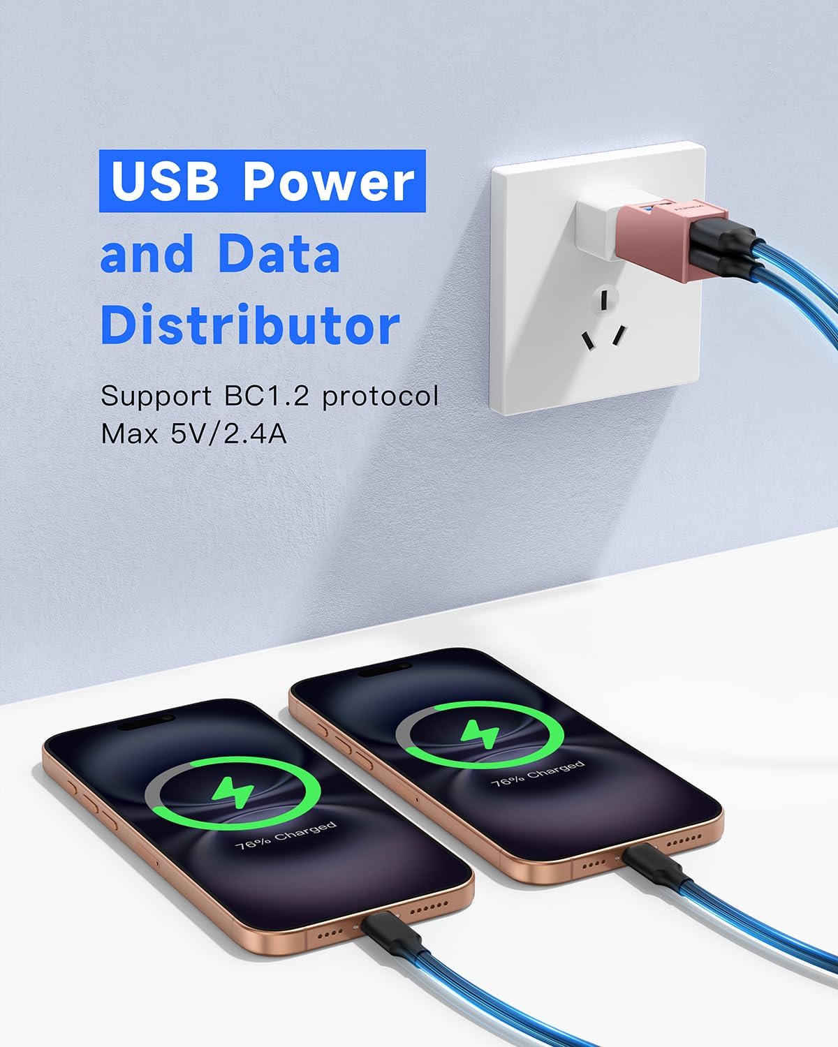 3 Ports USB 3.0 Adapter, USB Hub with 1 USB 3.0 and 2 USB 2.0 Port, Portable USB Port Splitter for Keyborad, Mobile Hard Disk, U Disk, Camera, Mouse,etc (Pink)