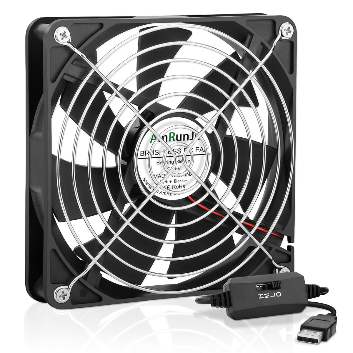 140mm x 25mm USB Computer Fan with 3 Speed Degree 5v PC Cooling Fan for DVR Receiver PlayStation Xbox AV Cabinet