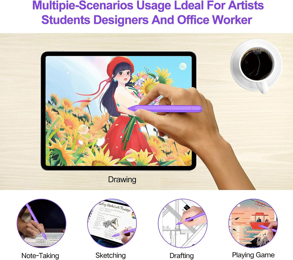 Stylus Pen for iPad 2018-2025 with Palm Rejection, Apple Pencil for Pad11th/10th/9th/8th/7th/6th Gen, iPad Pro 11/12.9 inch, New iPad Air 2025 11&13-inch(M3/2) /5th/4th/3th Gen, iPad mini 6th/5th