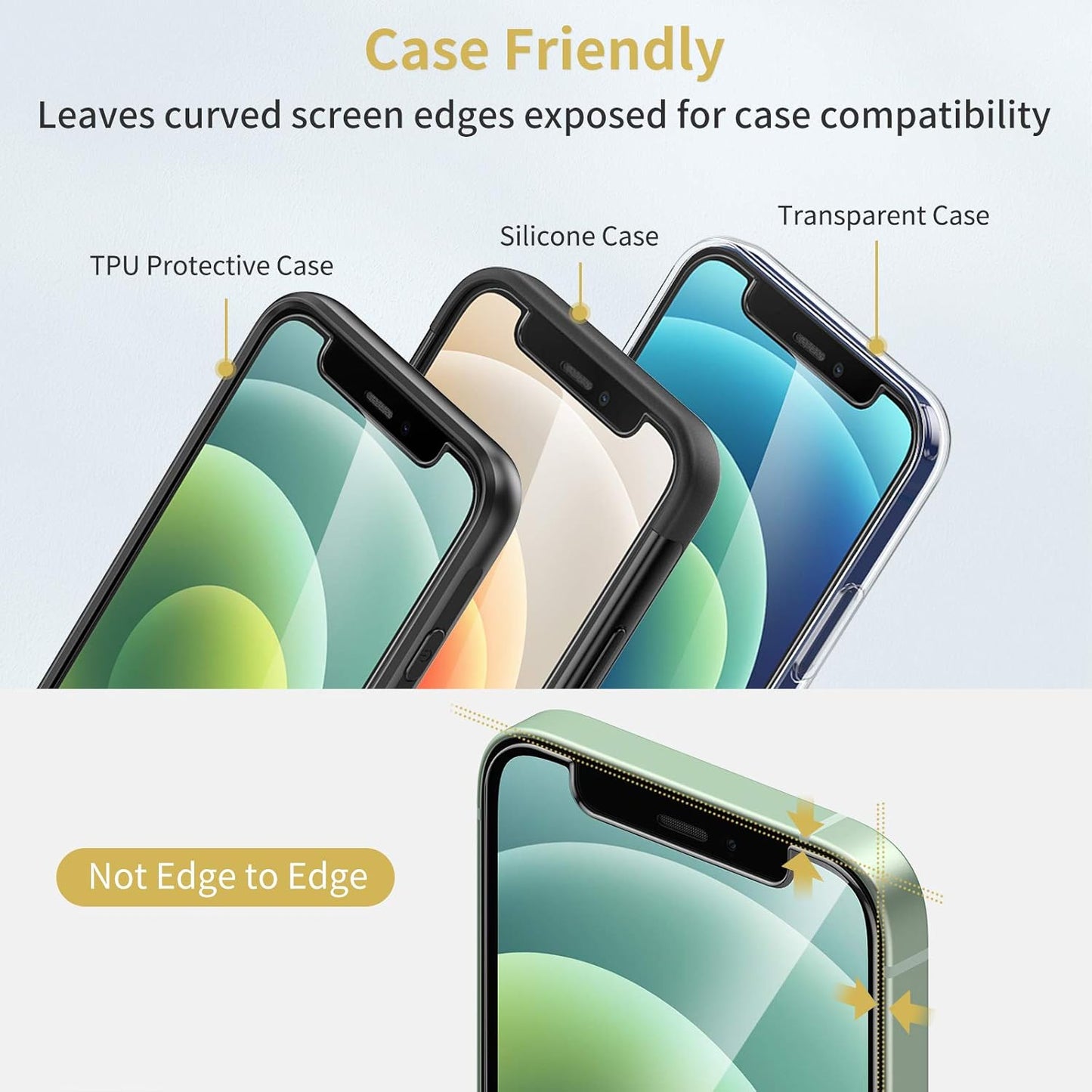 UNBREAKcable 3-Pack Screen Protector for iPhone 12 mini, Double Shatterproof Tempered Glass [Easy Installation] [9H Hardness] [99.99% HD Clear] [Case Friendly] for iPhone 5.4 inch