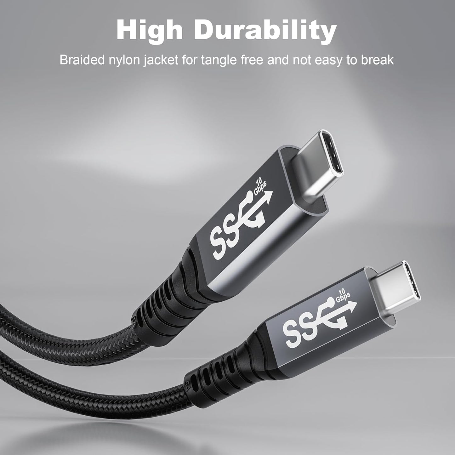 usb c 3.1 cable,usb c 10gbps type c data transfer cable 4K Video Output 100W Power Delivery Compatible with Thunderbolt 3 Tpye C Cord，Matebook, Chromebook and More Type-C Devices/Laptops/Hub,6.6FT（2m）