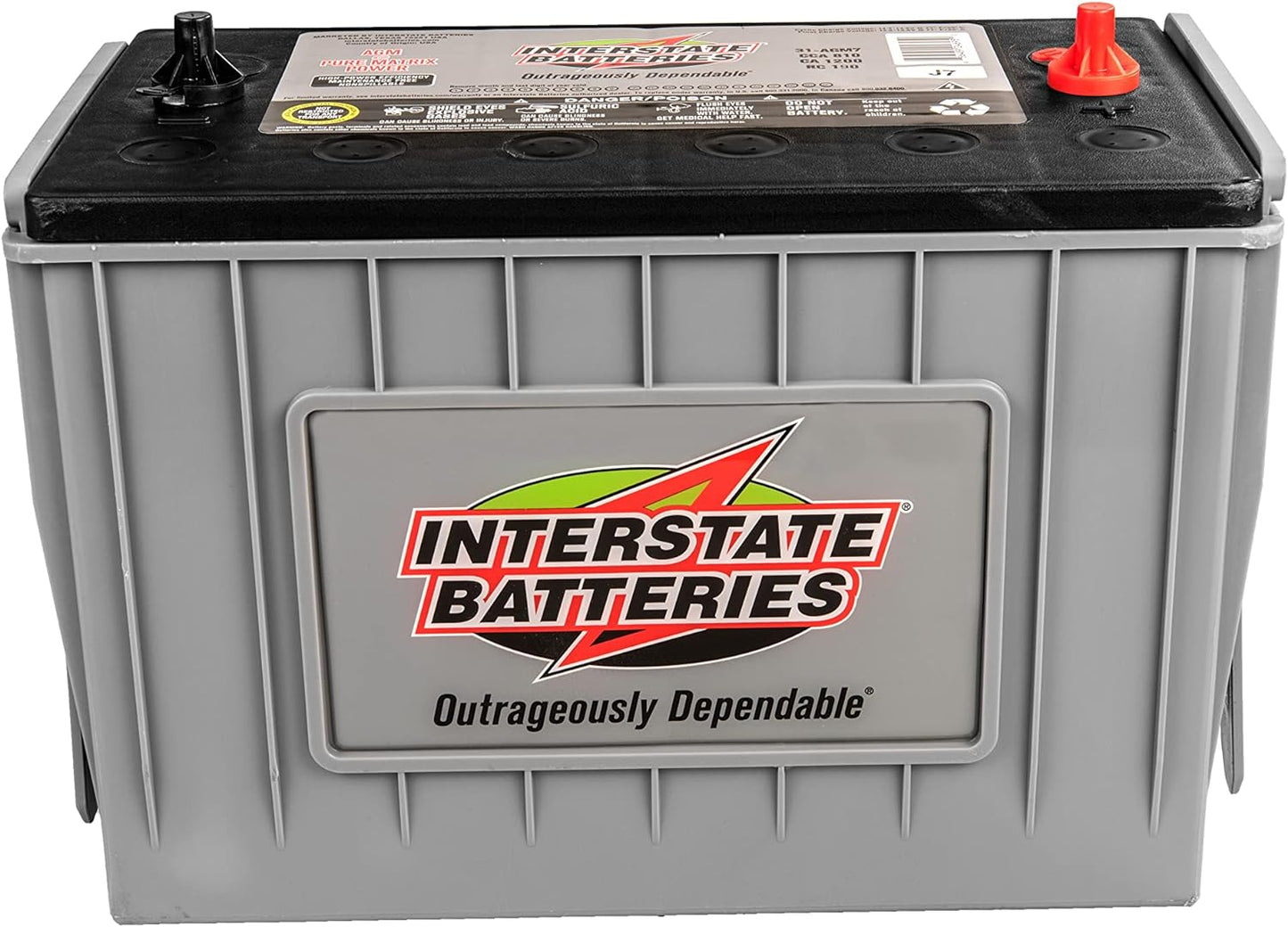 Interstate Batteries Heavy Duty Marine Deep Cycle Battery 12V 100Ah 925CCA (31-AGM7) Pure Matrix Power Commercial AGM Cranking Replacement (Group Size 31) GEM Cars, Yachts, Extra Fuel Tank Trucks