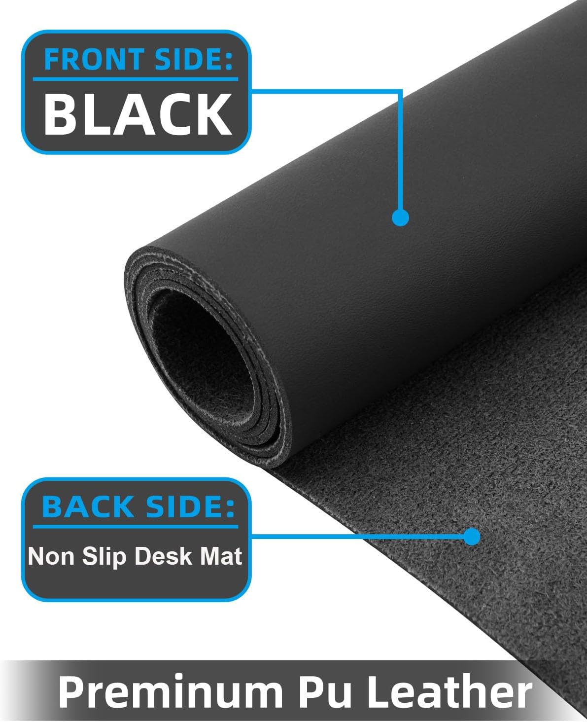 Leather Desk Pad Protector, Small Desk Mat,Office Desk mat,Computer and Laptop Mat, Non-Slip PU Leather Desk Blotter, Desktop Protector and Cover for Keyboard and Mouse(31.5"x15.7",Black)