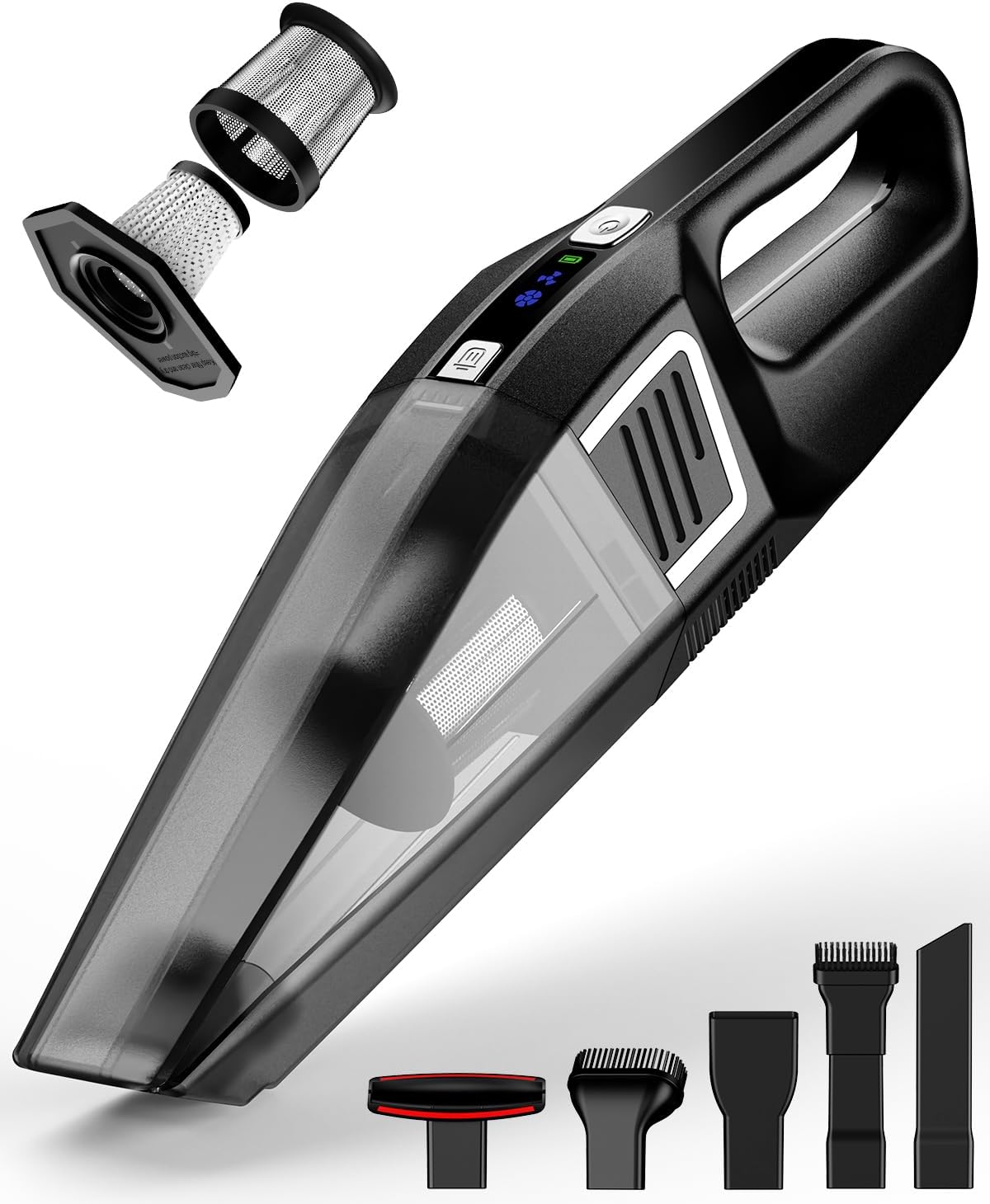 Handheld Vacuum Cordless, 9000PA Strong Suction, 2 Suction Modes, Fast Type-C Charging, Lightweight, Portable Car Vacuum Cleaner for Home Pet Office