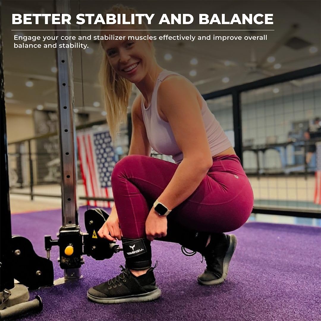 Ankle Straps for Cable Machines Women - Adjustable Gym Ankle Strap for Cable Machine, Neoprene Padded Cable Straps, Durable Leg Strap with Cable Cuff, Glute Kickback Ankle Strap with D Rings