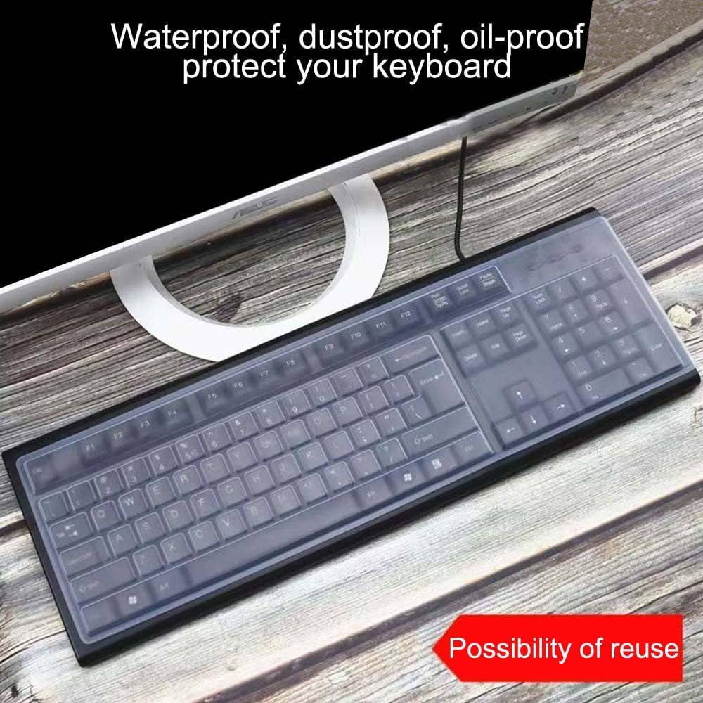 Ultra Thin Desktop PC Silicone Clear Keyboard Cover Skin Protector for 104/107 Keys Standard Desktop Keyboard, Waterproof, Dustproof, Reusable