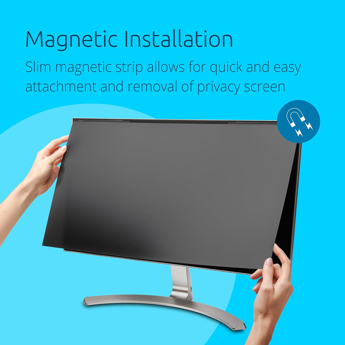 Kensington MagPro 21.5 Inch Magnetic Computer Privacy Screen for Desktop, Removable 16:9 Computer Privacy Filter, Anti-Glare Blue Ray Reduction, Compatible with Slim Bezel Monitors, K55420WW