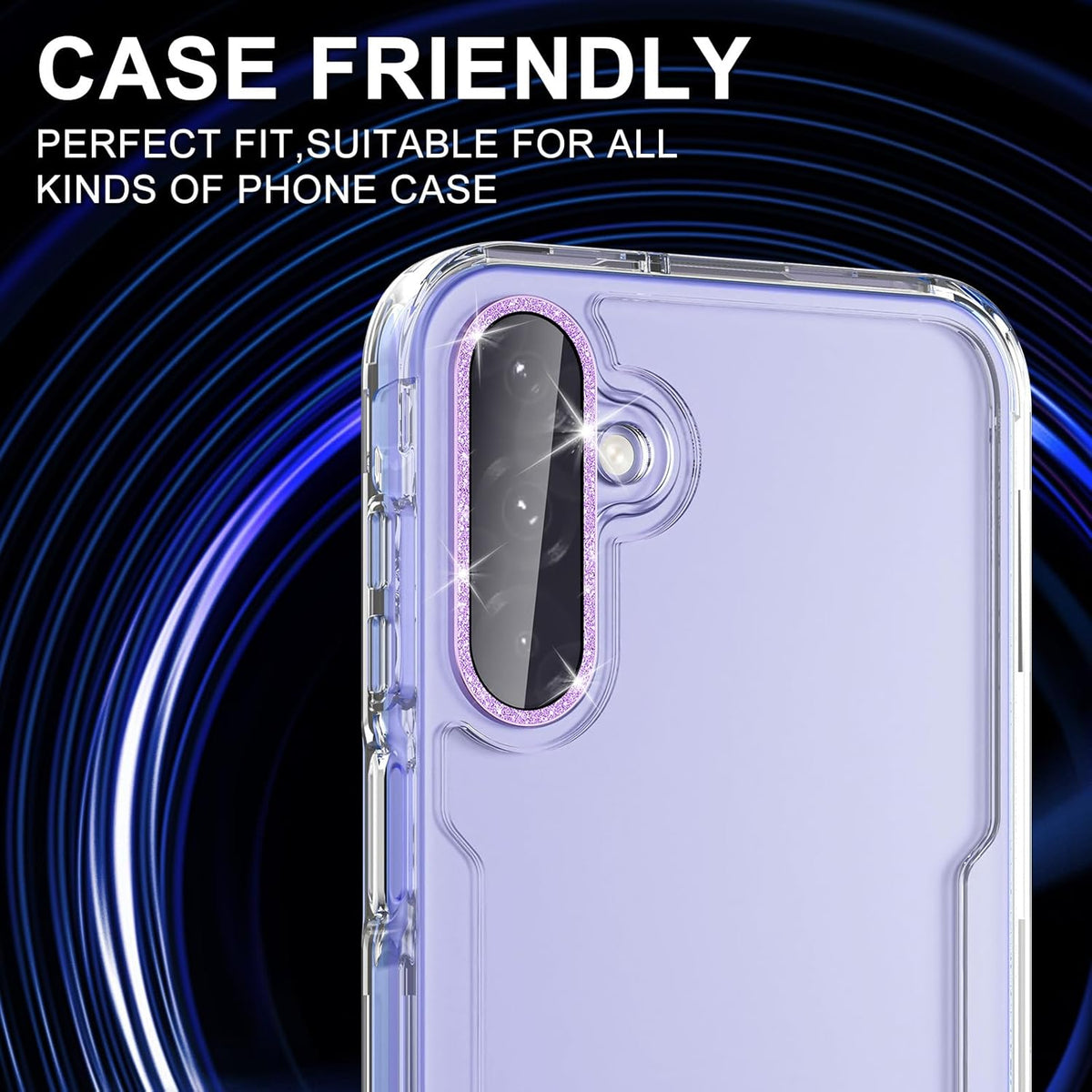 for Samsung Galaxy A26/A36/A56 Camera Lens Protector, Individual Metal Ring Tempered Glass Lens Cover, [Strong Adsorption] Scratch Resistant Ultra-Thin HD Clear Lens Cover, 1 Set-Purple