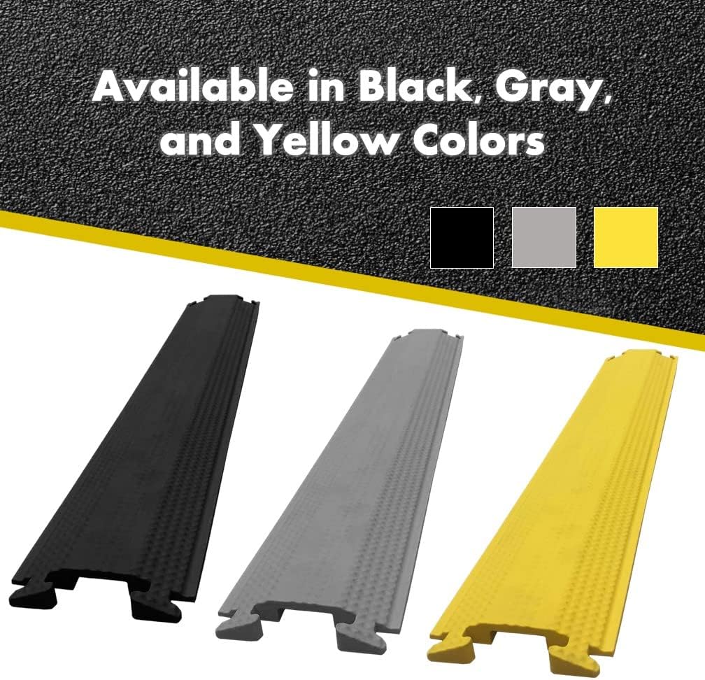 Kable Kontrol Drop Over Floor Cord Cover – 60” Inch Long 1 Channel Cable or Wire Protector – 270 Pcs Bulk Pack - Rubber Ramp for Indoor and Outdoor Use – Black