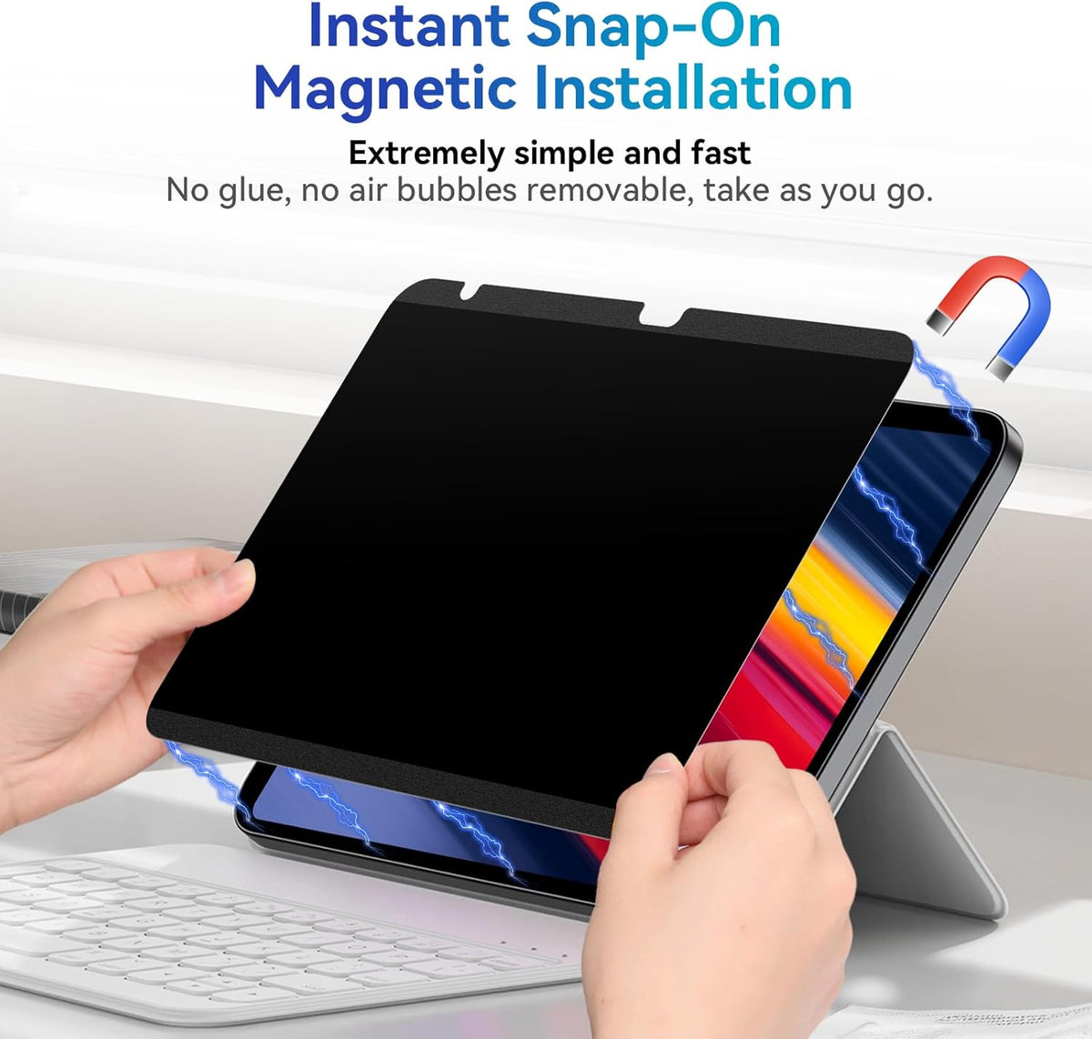 Magnetic Privacy Filter Compatible with iPad 10th Generation 10.9 Inch 2022, Removable Anti Glare Blue Light Privacy Screen Protector Privacy Screen Bubble-Free Reusable