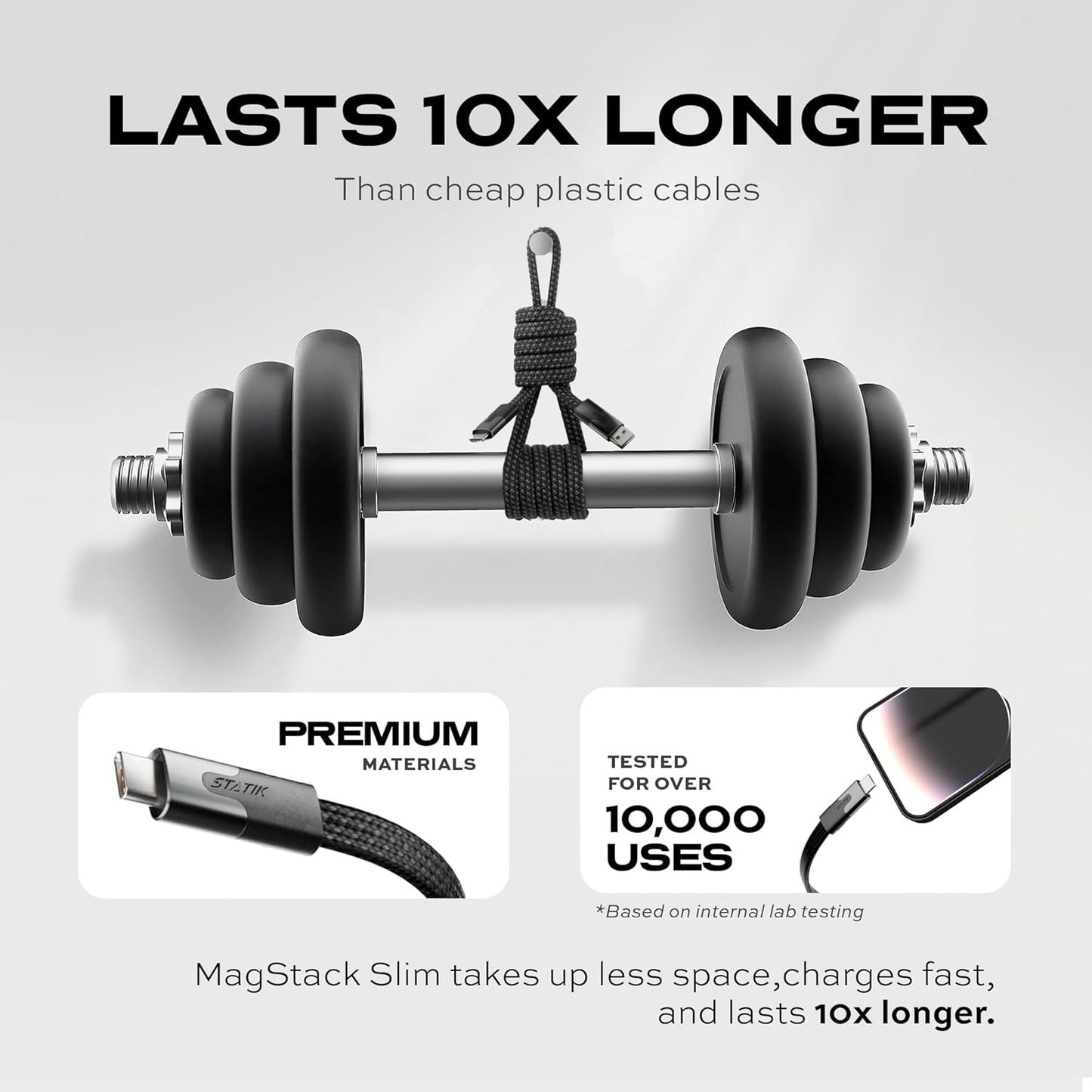Statik MagStack USB C to USB C Cable, Magnetic Anti Tangle Flat Type C Charger Fast Charging Cord, Magnetic Charging Cable, Compatible with iPhone 16 Pro Max, 15, Galaxy S24 Ultra, 100W 3FT/1M, 3-Pack