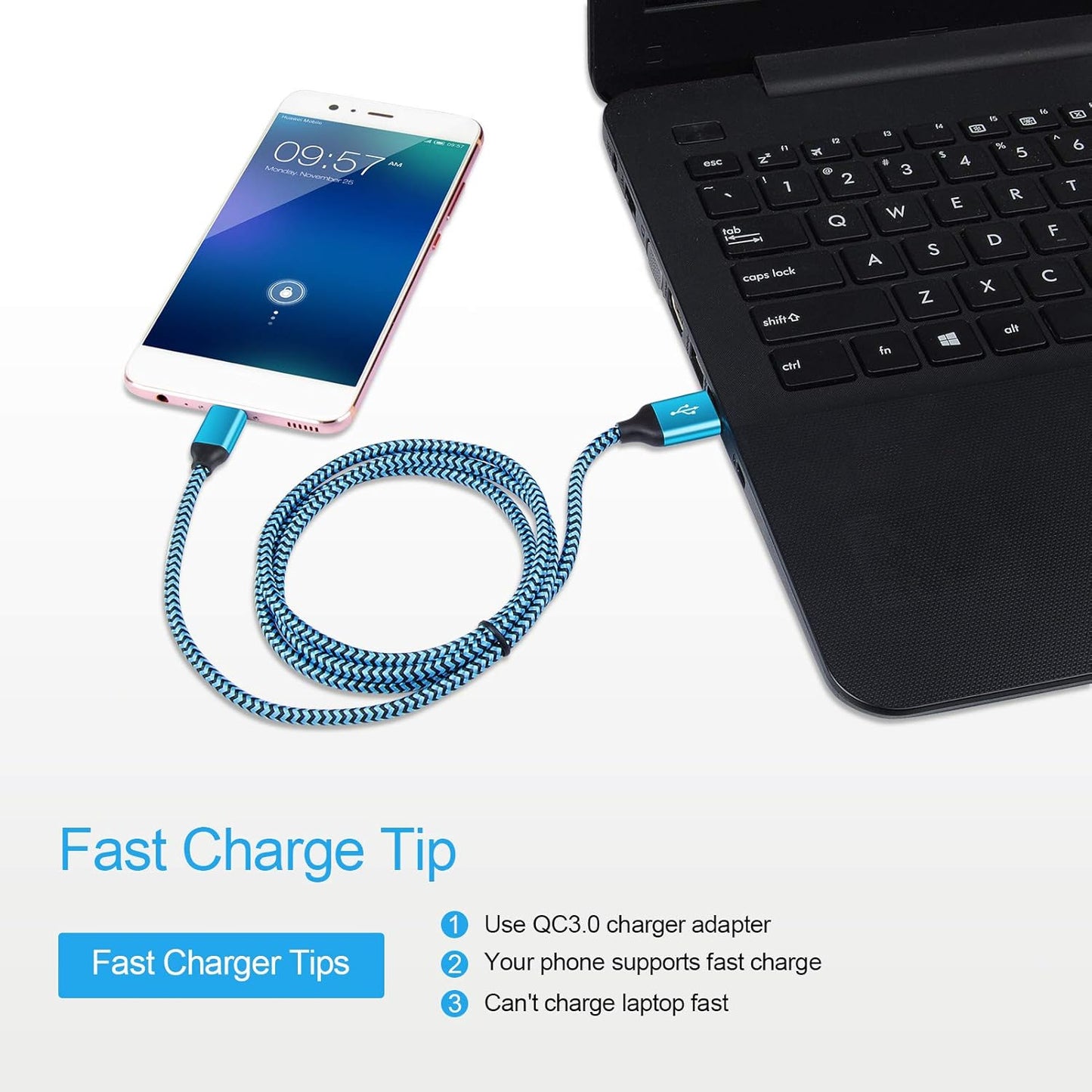 USB C Cable 3FT, 5Pack Type C Fast Charging Cable Nylon Braided Android Phone Charger Cord for iPhone 17 16e 16 15 Pro Max Samsung Galaxy S25 Ultra S24 A17 A56 A36 A16 A55 A35 A15 A14 A13 Pixel 10 9