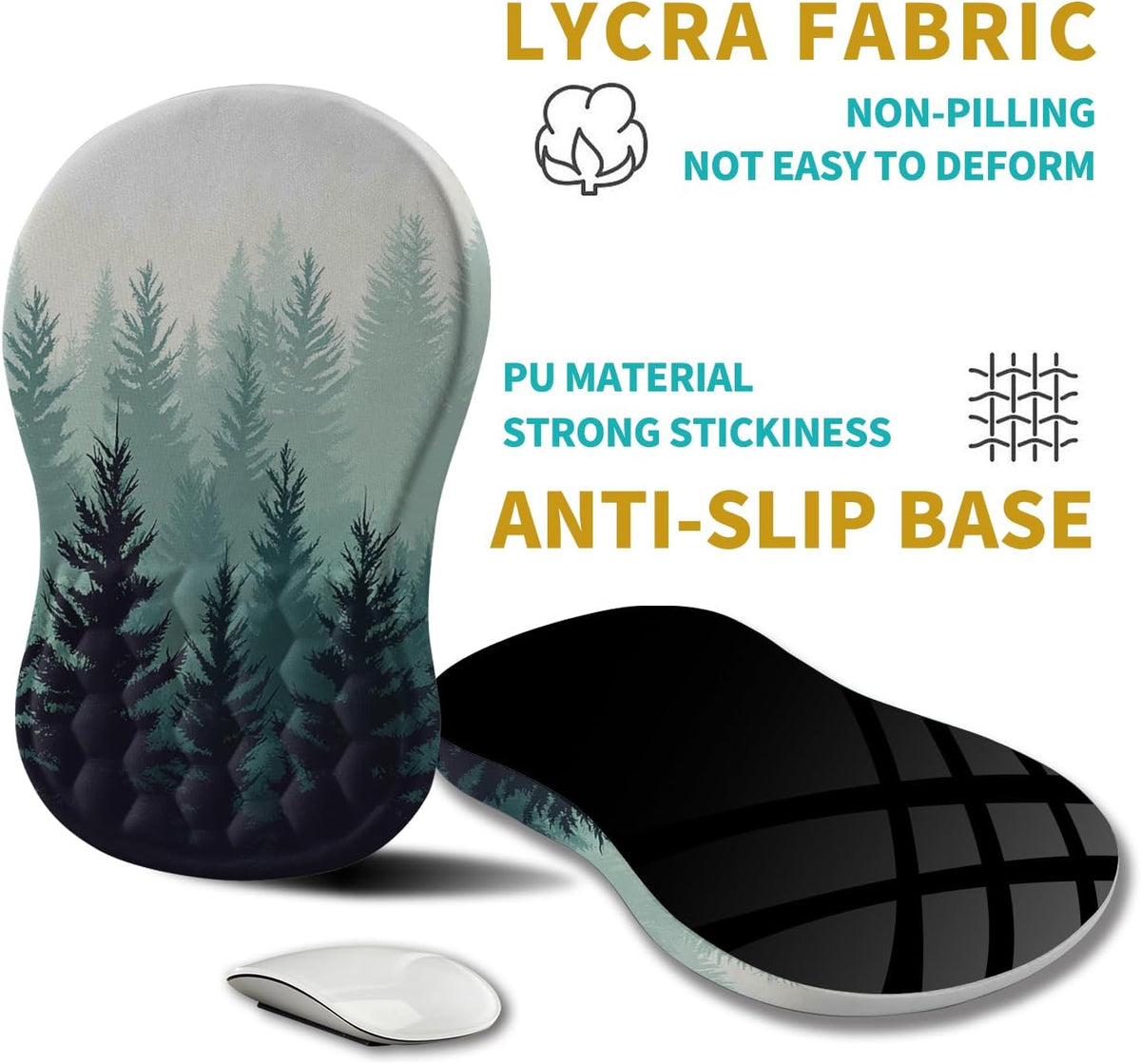 Hokafenle Ergonomic Mouse Pad Wrist Support, Wrist Rest Mousepad for Carpal Tunnel Pain Relief with Integrated Memory Foam Slope Massage Bulge (11.8x7.9 inch,Forest
