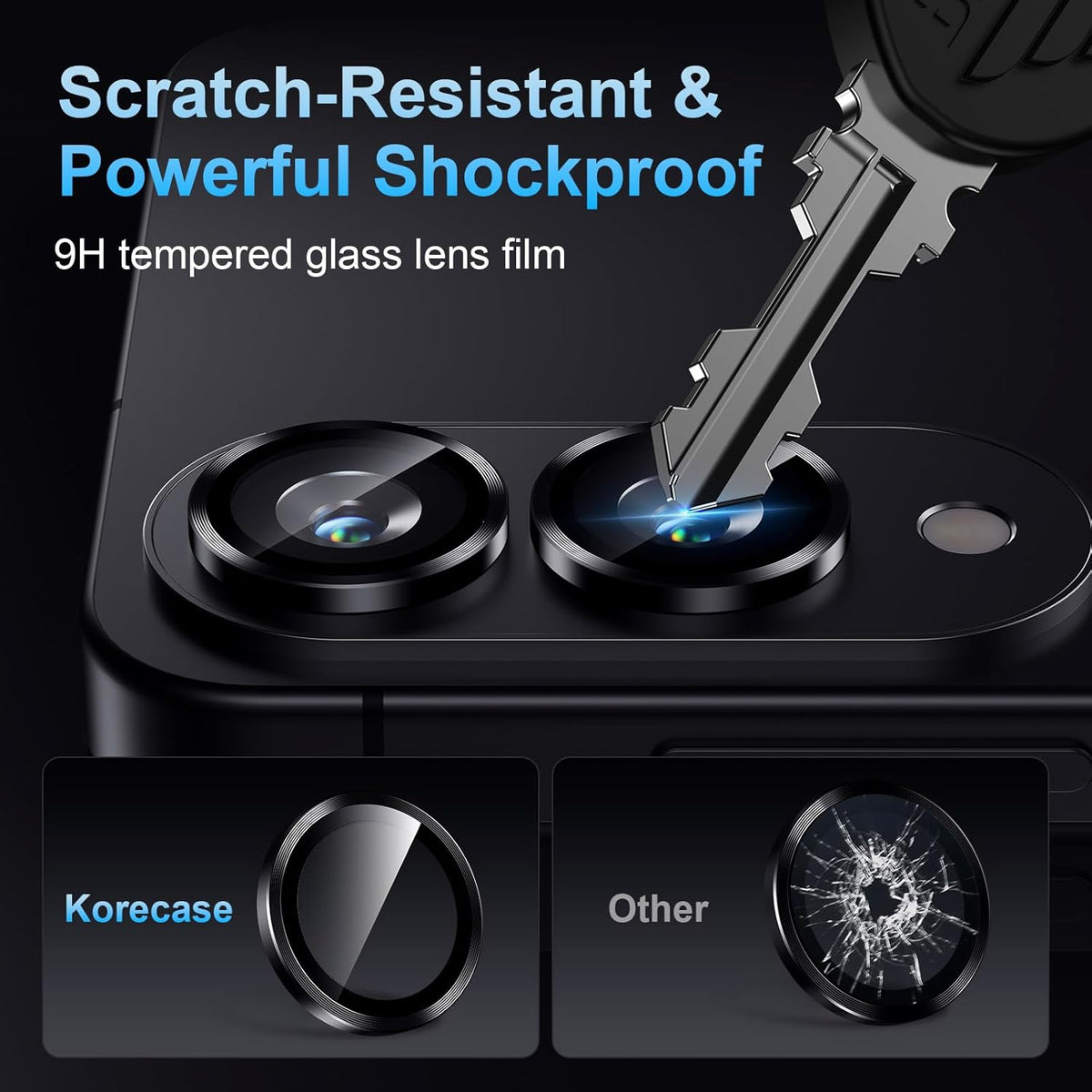 Korecase for Samsung Galaxy S25 Edge Camera Lens Protector, 9H Tempered Glass Anti Scratch Camera Screen Protector Shockproof Film Shcokproof Metal Ring Lens Protecor for Galaxy S25 Edge,Black