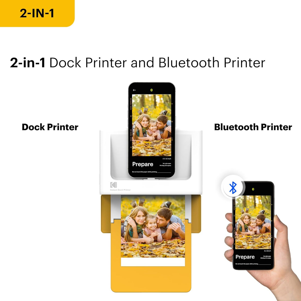 KODAK Dock Plus 4PASS Instant Photo Printer, 4x6 inches, 50 Sheets Bundle