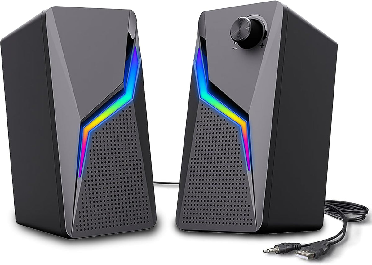 ROSON Computer Speakers, PC Gaming Speakers with Enhanced Bass and Volume Control, Stereo 2.0 USB Powered 3.5mm Aux Multimedia Speakers for Laptop/Desktop/Tablets/Phone