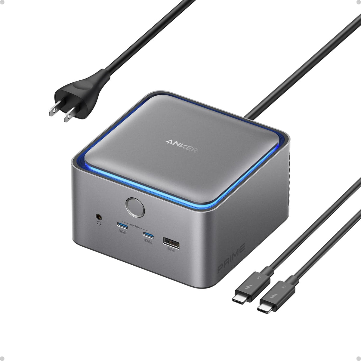 Anker Prime TB5 Docking Station, 14-in-1 Thunderbolt 5 Dock with 120Gbps Max Transfer, Thunderbolt Dock with 140W Max Charging, Cooling System, Ambient Lighting, Up to 8K for TBT 5/4 Laptops