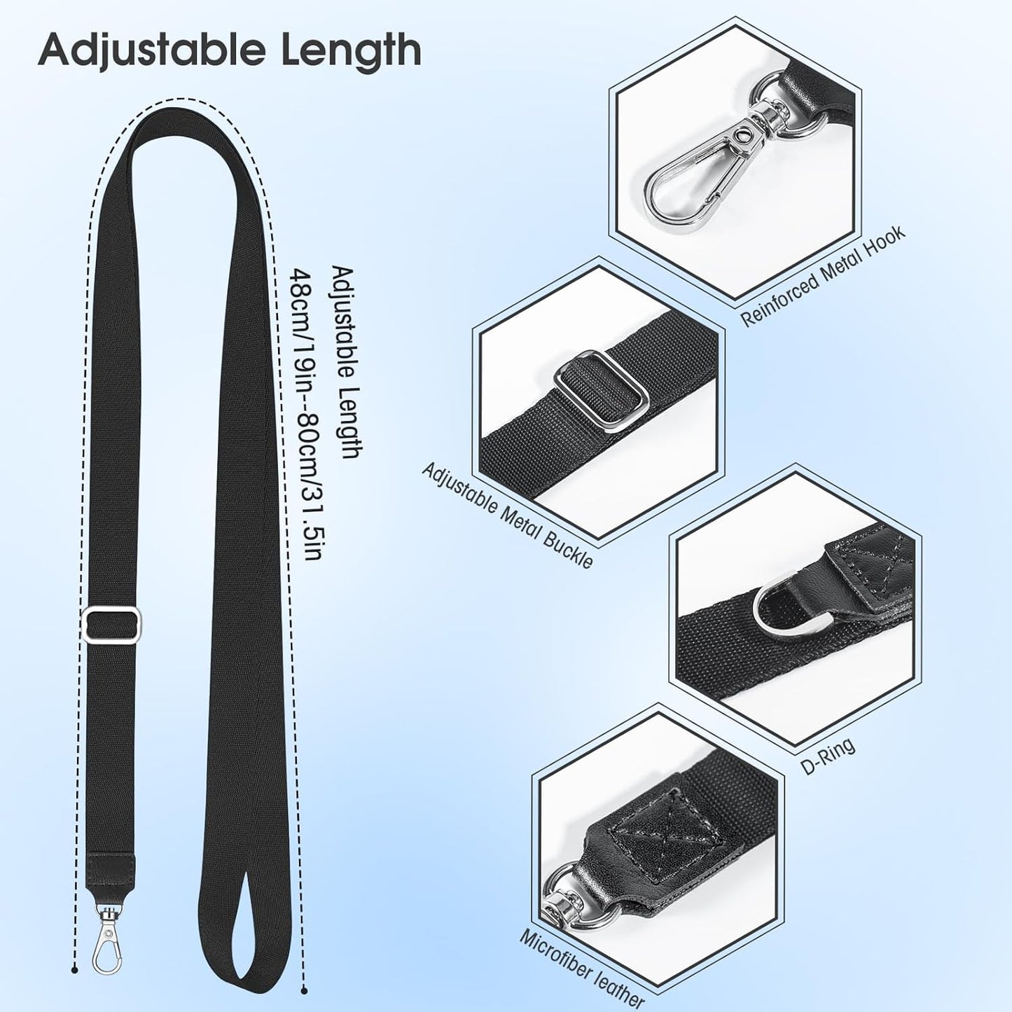 Phone Lanyard 2 Pack, Adjustable Cell Phone Multifuctional Patch Lanyards,Compatible with Most Smartphones and Wallets Keys ID Badges Travel Essentials (Black+Gray)(Lanyard Letter Sign C)