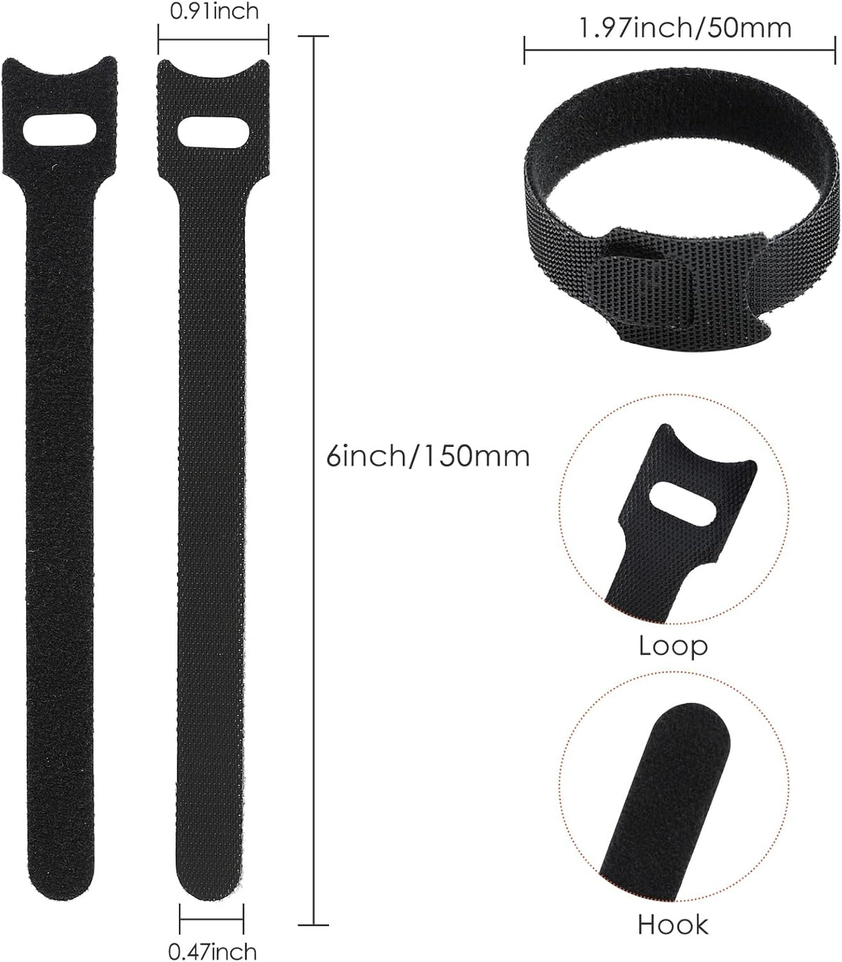 120PCS 6 Inch Cable Ties Reusable Multi-Purpose Wire Ties Cord Organizer Adjustable Cable Management 5 Colors