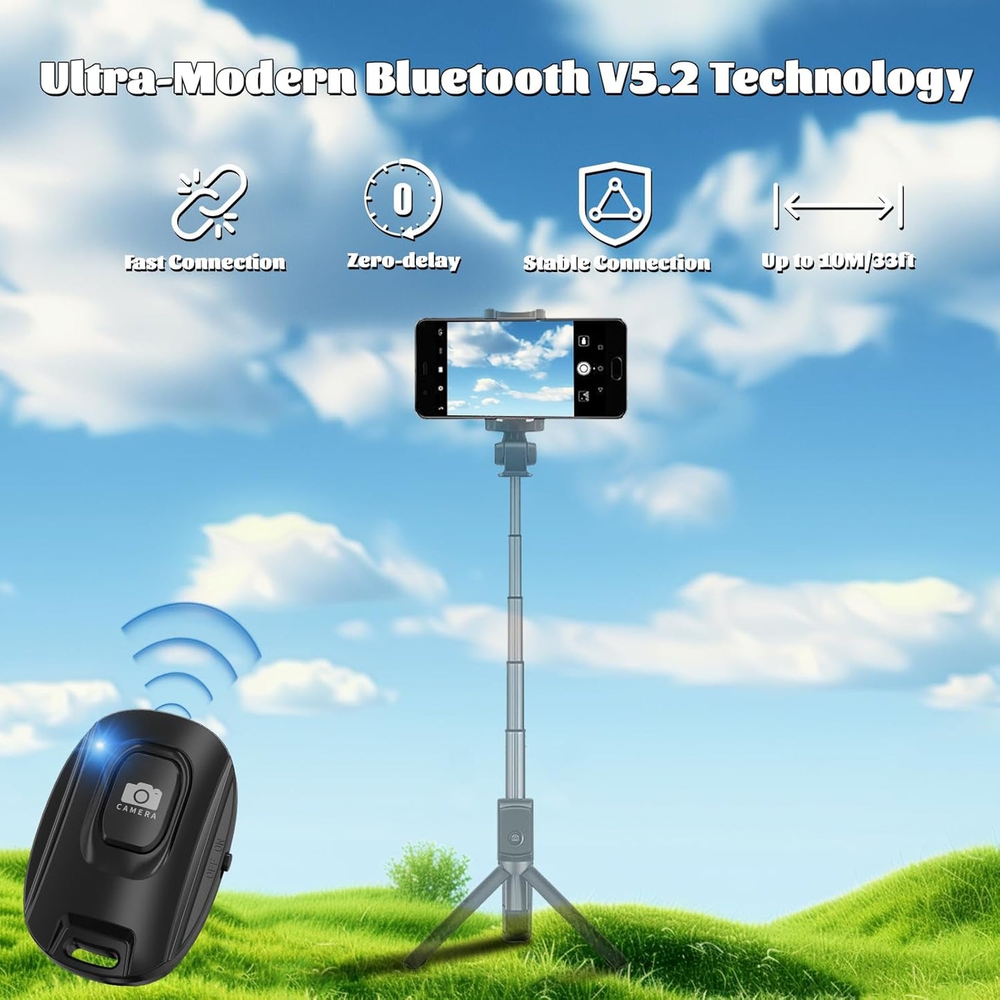 MAIRAN Rechargeable Wireless Camera Remote Shutter for iPhone and Android Smartphones,2 Pack Bluetooth Phone Remote Control,Selfie Button for Photos and Videos Charging Cable Included-Black&White
