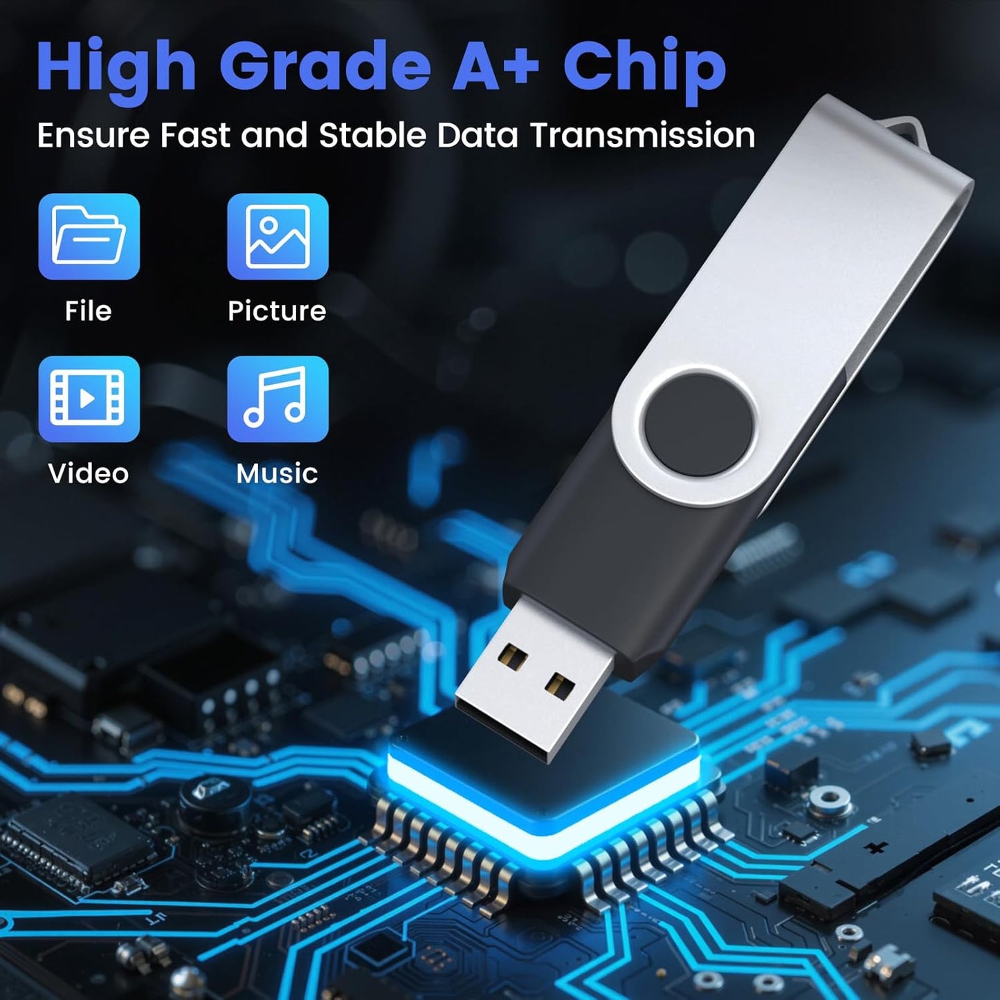 ABLAZE 32GB Flash Drive 2 Pack, USB 2.0 Thumb Drives with Lanyards Swivel USB Memory Stick 16GB