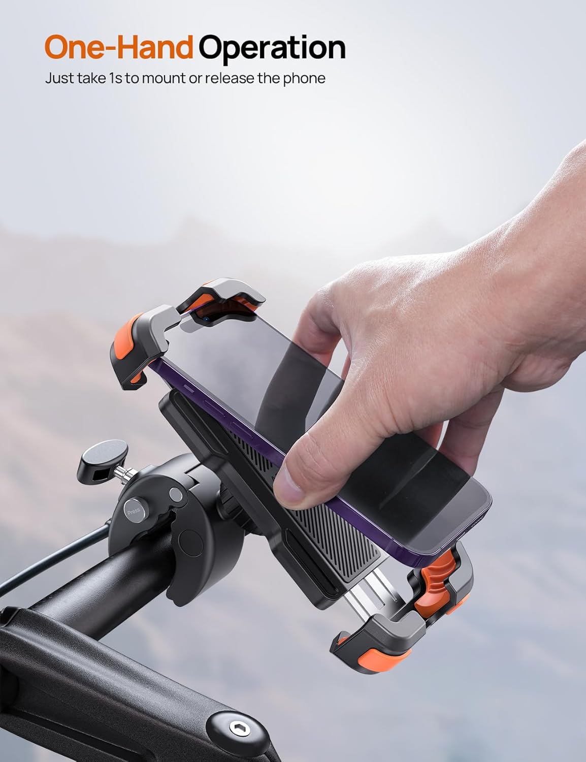 Bike Motorcycle Phone Holder Mount - [2025 Quick Release] Bike Phone Holder Handlebar Clamp, Bicycle Scooter Phone Clip for iPhone 15 14 13 12 11 Pro Max Plus Mini, 4.7-6.8" Smartphone