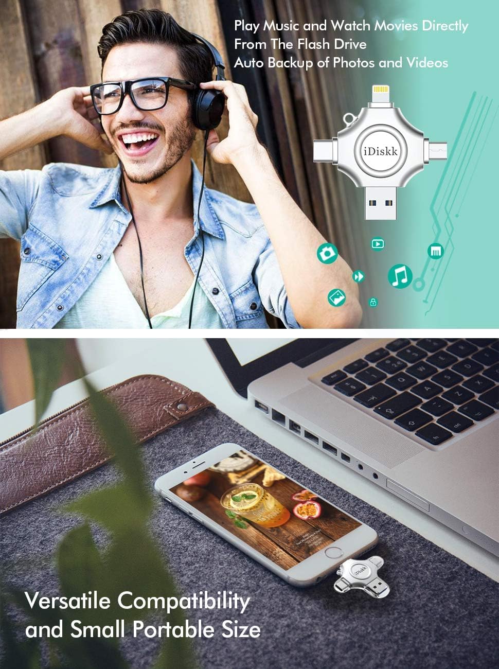 iDiskk App-le MFI Certified 512GB,Flash Drive for iPhone Photo Stick,for iPhone 17/16/15,Flash Drive for Photos and Videos,iPhone USB Storage,Photo Stick, for iPad Android Samsung (4 in 1)