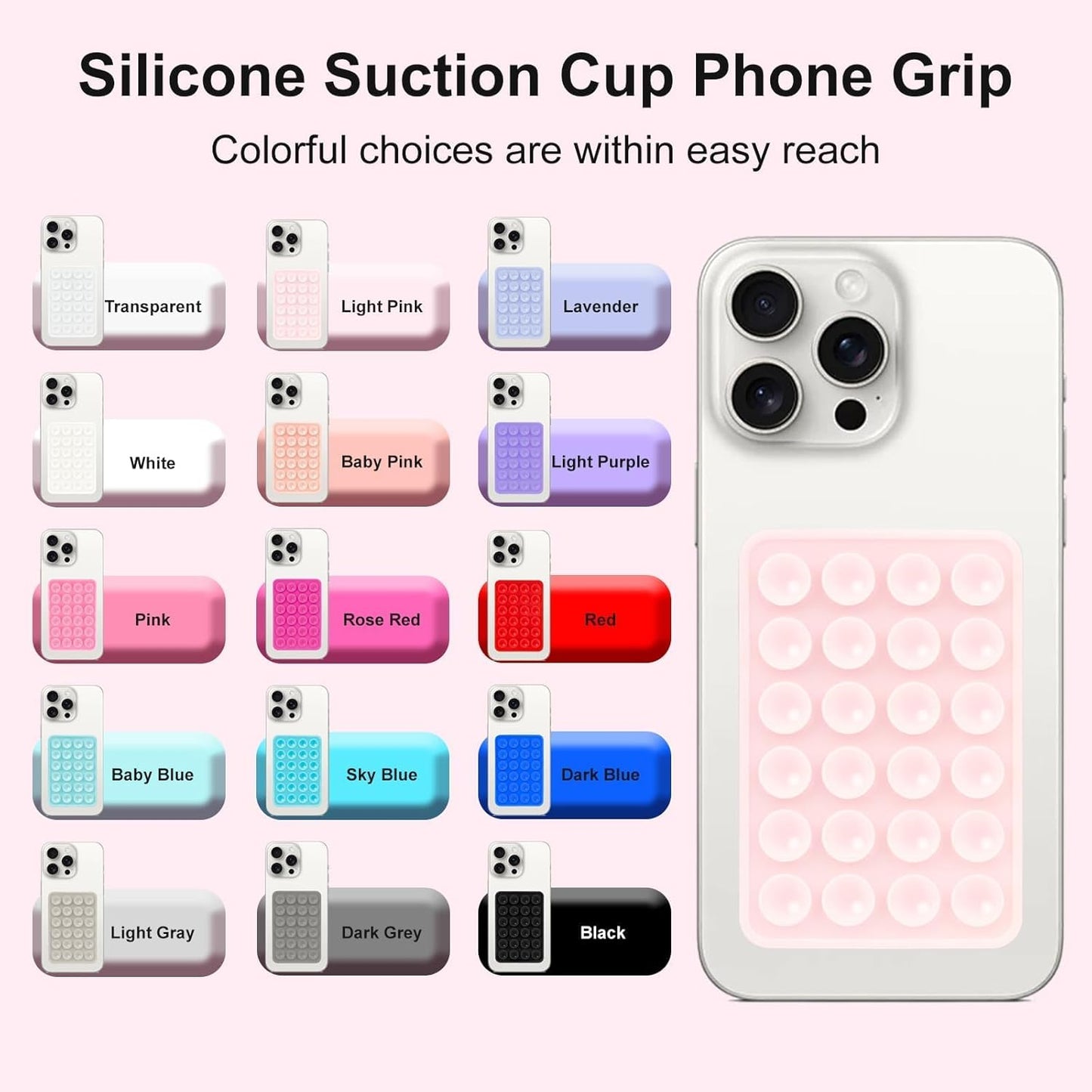 2PCS Silicone Suction Phone Case Mount,Non Slip Suction Cup, Hands-Free Phone Accessories Holder for Selfies and Videos,Silicone Adhesive Stand Sticky for Cell Phone Light Purple