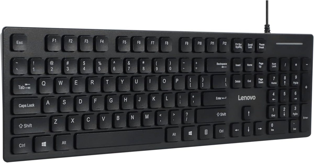 Lenovo 305 Wired USB-C Keyboard with Numeric Keypad, Full Size Keyboard, Slim Design, Black, USB-C Connectivity, Dedicated Function & AI Keys, for Gaming PC, Laptop, Desktop, Tablet, Home Office