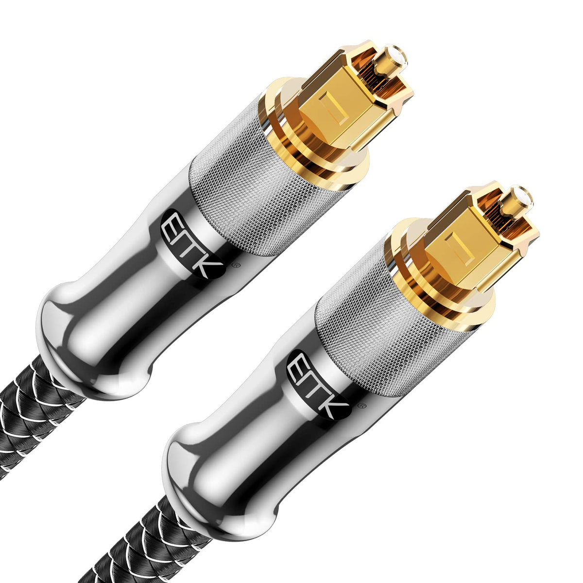 EMK 24K Gold-Plated Optical Audio Cable [30ft/10M] - Digital Toslink SPDIF Cable Compatible with Soundbar to TV, Home Theater - High-Speed Fiber Optic Cable (Silver)