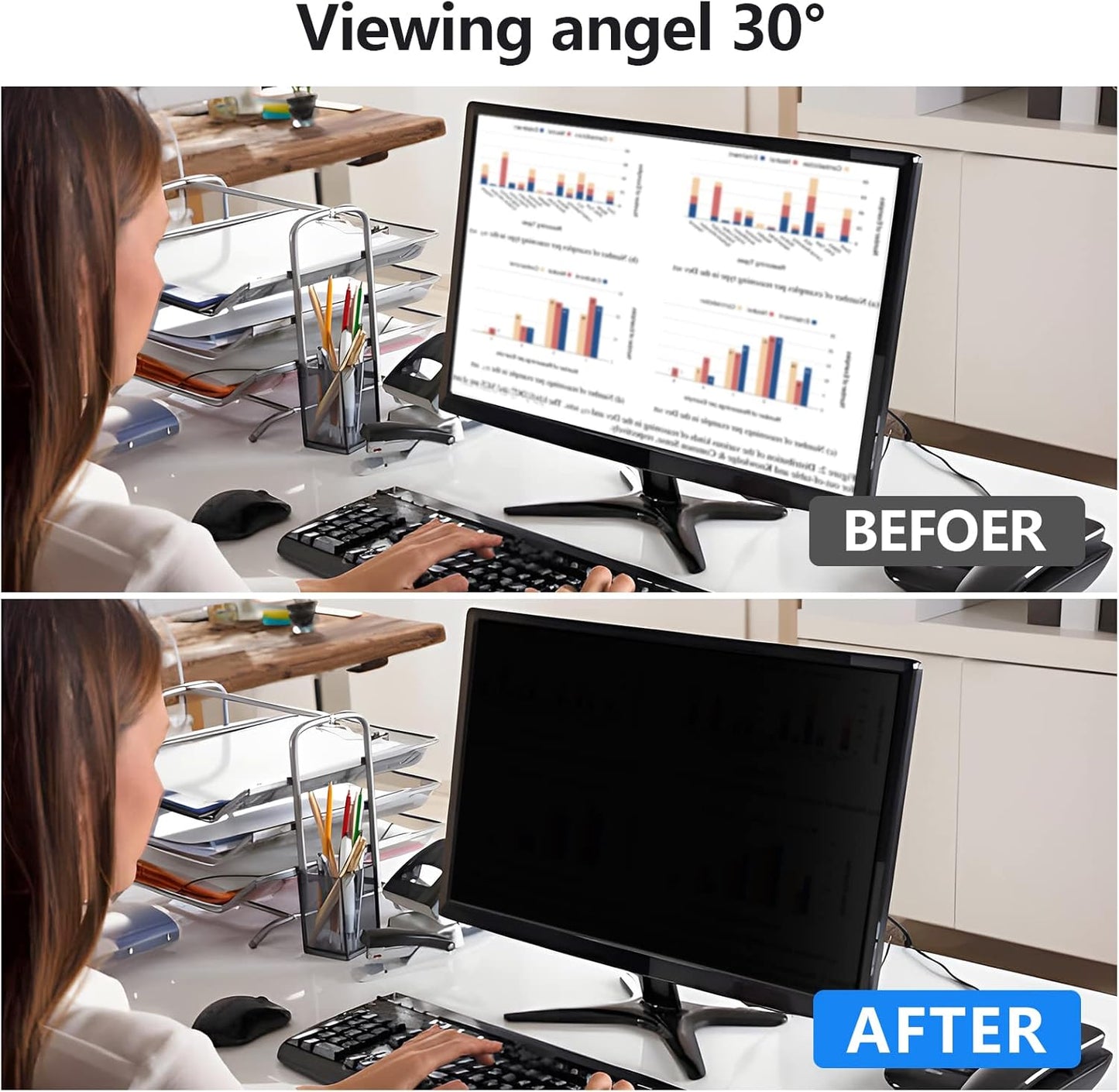 [5 Pack] 23 Inch Computer Privacy Screen Protector for 16:9 Widescreen Monitors-Anti-Glare & Blue Light Filter,Anti-Spy Film,Reduces Eye Strain (Fits Most Desktop Screens)