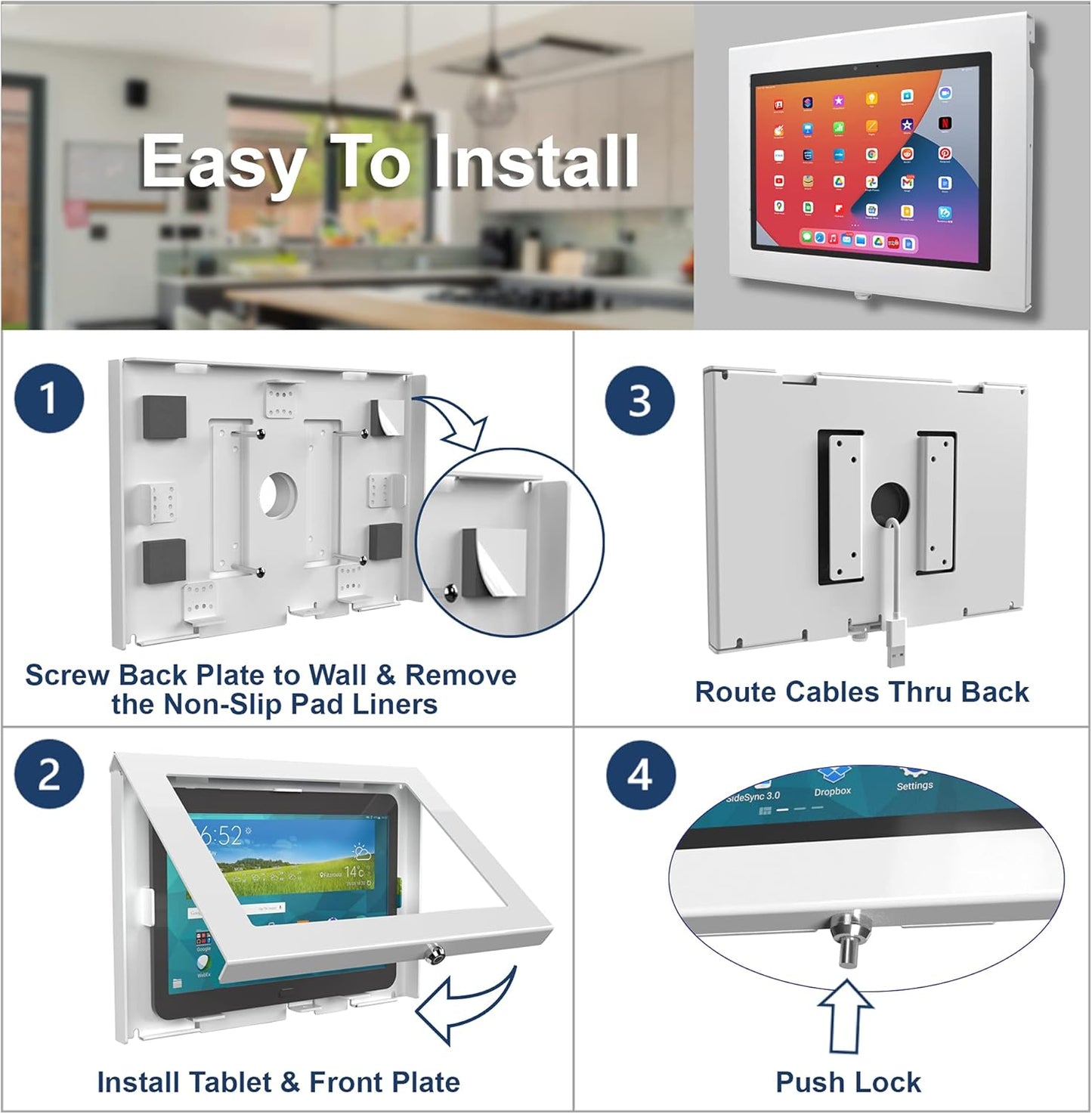 TABcare Locking Security Metal Case for Apple iPad 7/8/9 10.2" Tablet for Kiosk, POS, Store, Show Display (White, iPad 7/8/9 10.2)
